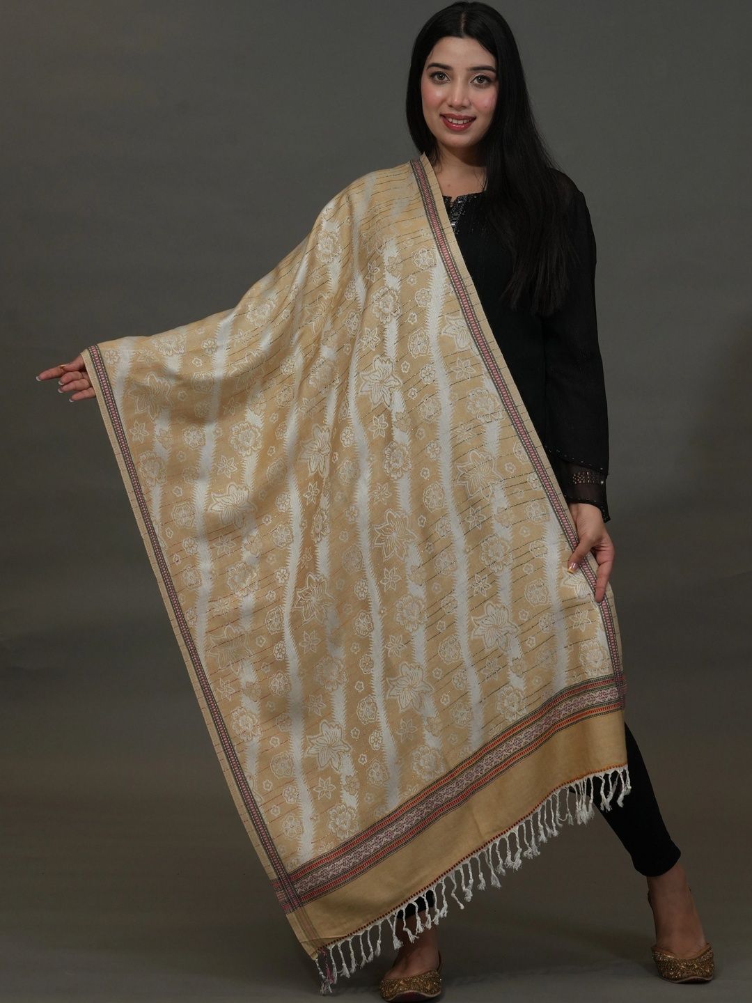 S.T. Women Floral Woven Design Acrylic Shawl-picture-14