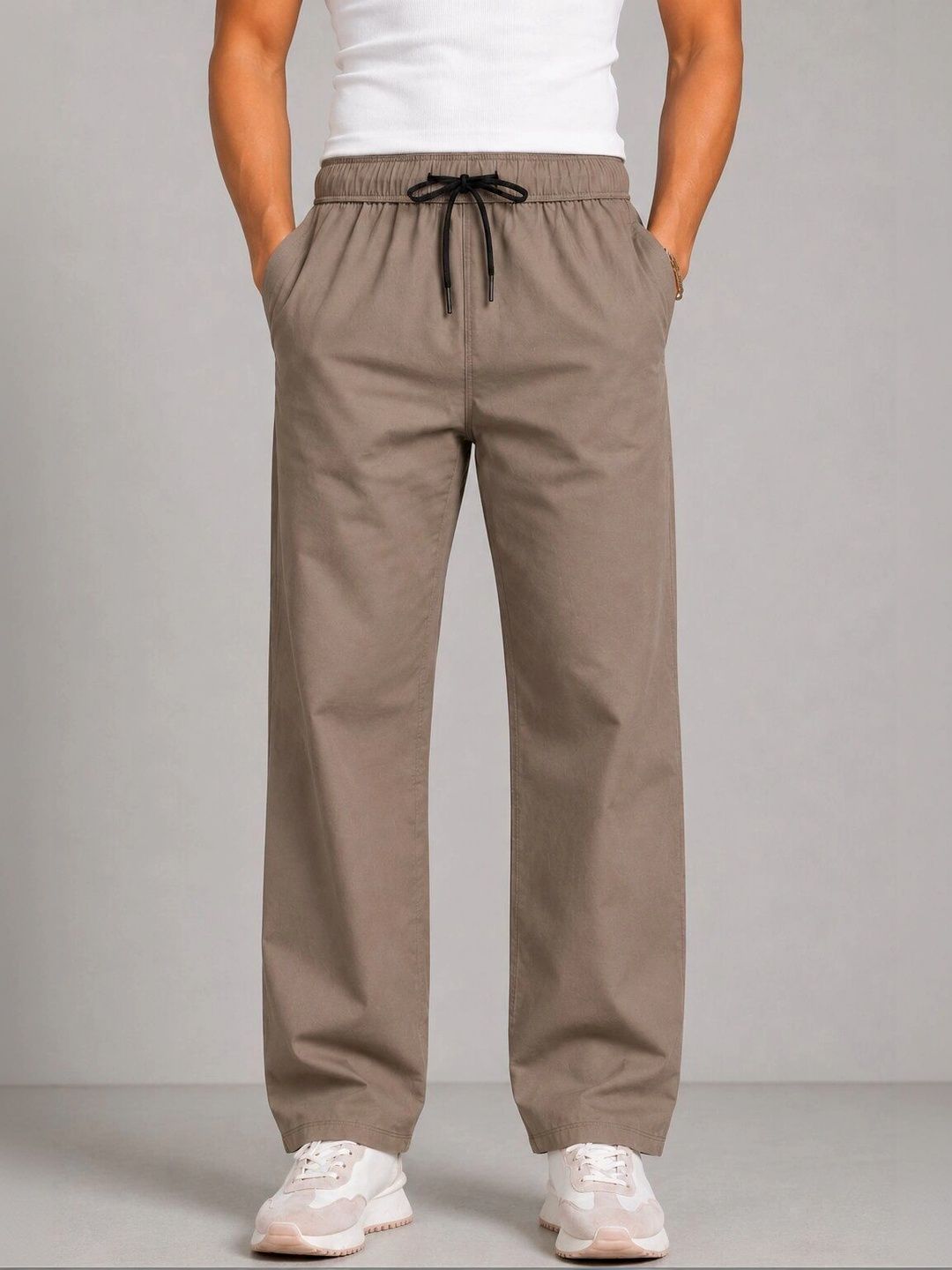 FIRST STITCH Men Relaxed Easy Wash Cargos Trousers-picture-44
