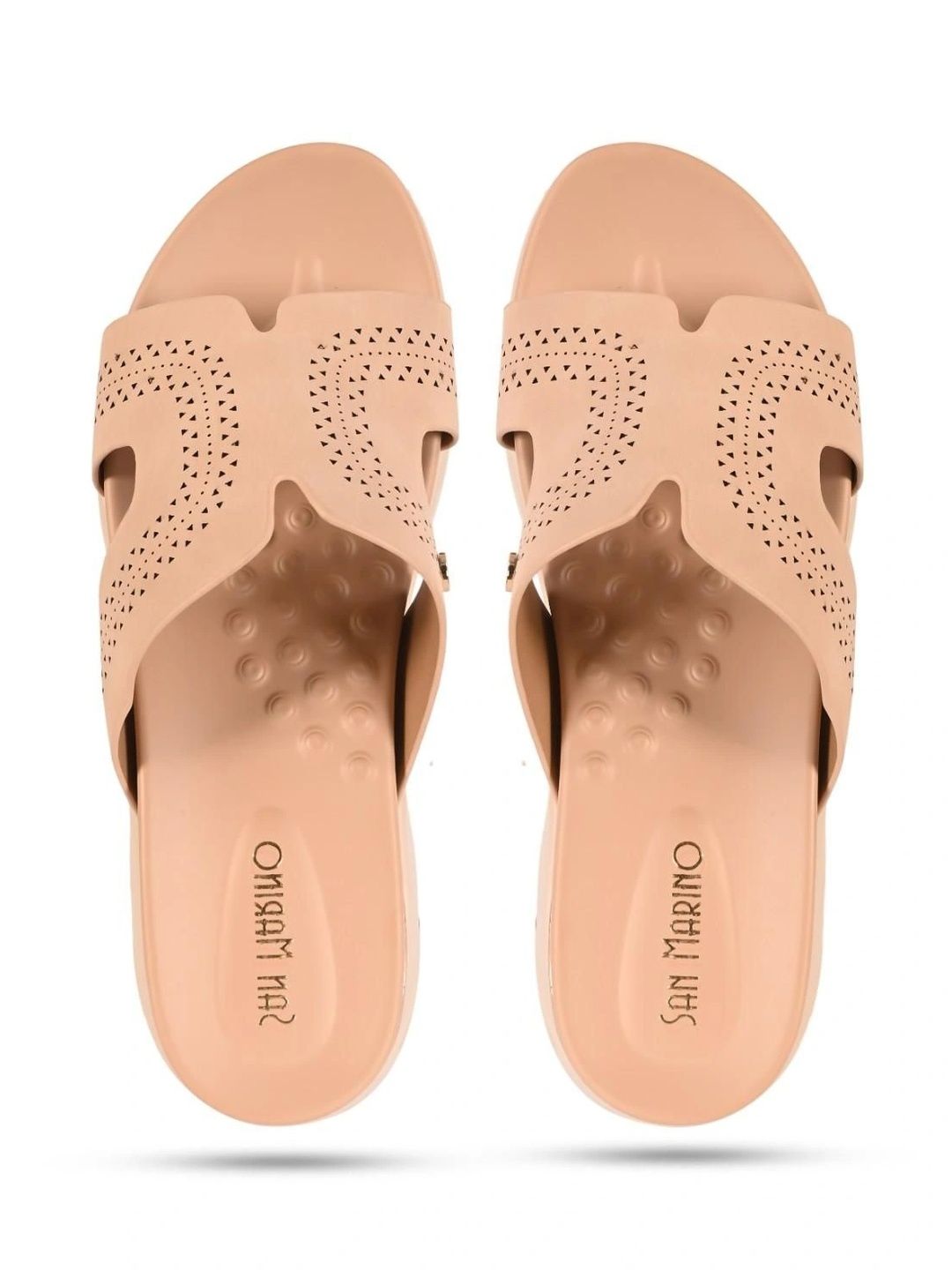 San Marino by Shoe Bank Women Textured Open Toe Flats with Laser Cuts-image-7