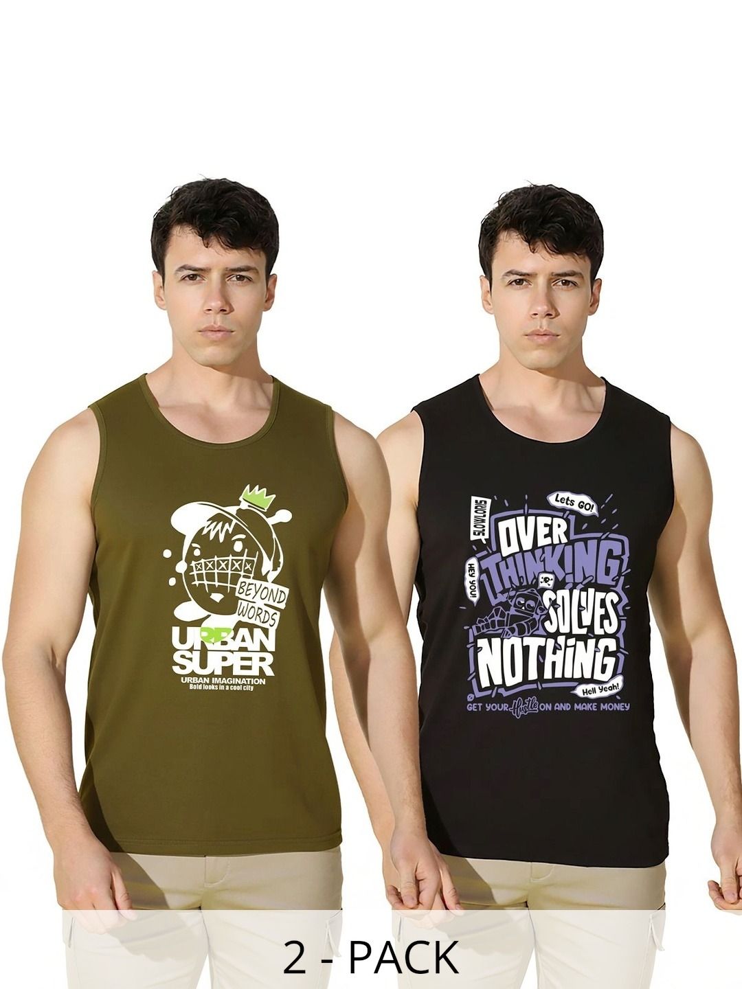 MINISTRY OF FRIENDS Pack of 2 Printed Cotton Gym Vest-picture-32