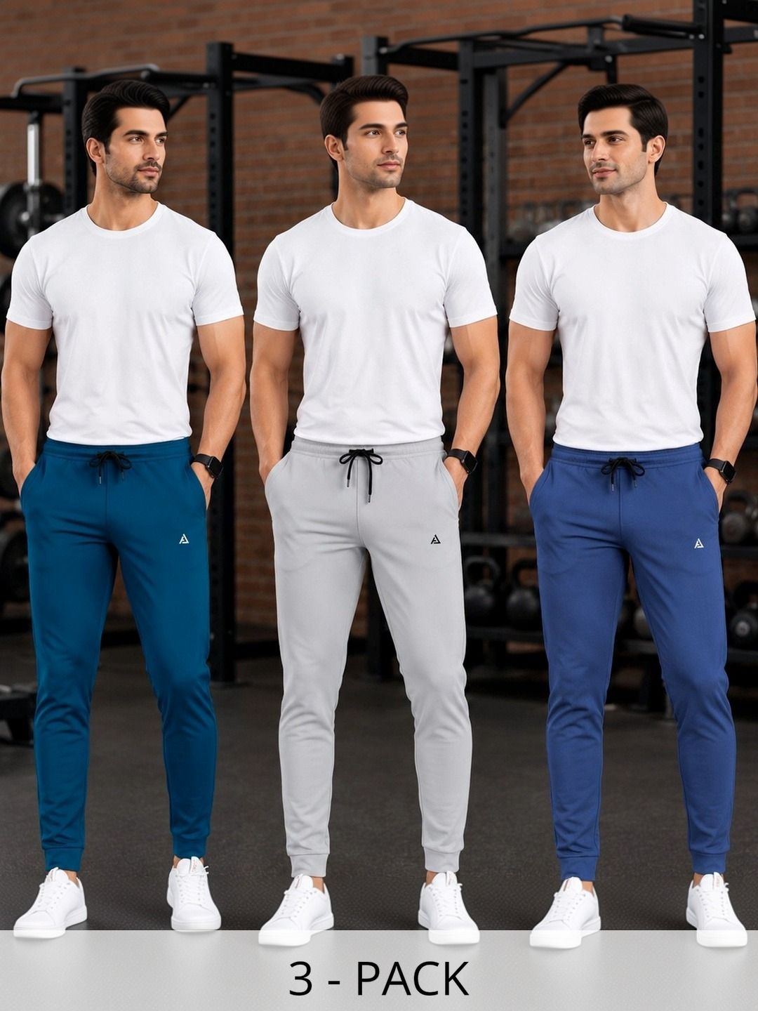 AVOLT Men Pack of 3 Regular Fit Brand Logo Training Joggers-picture-25