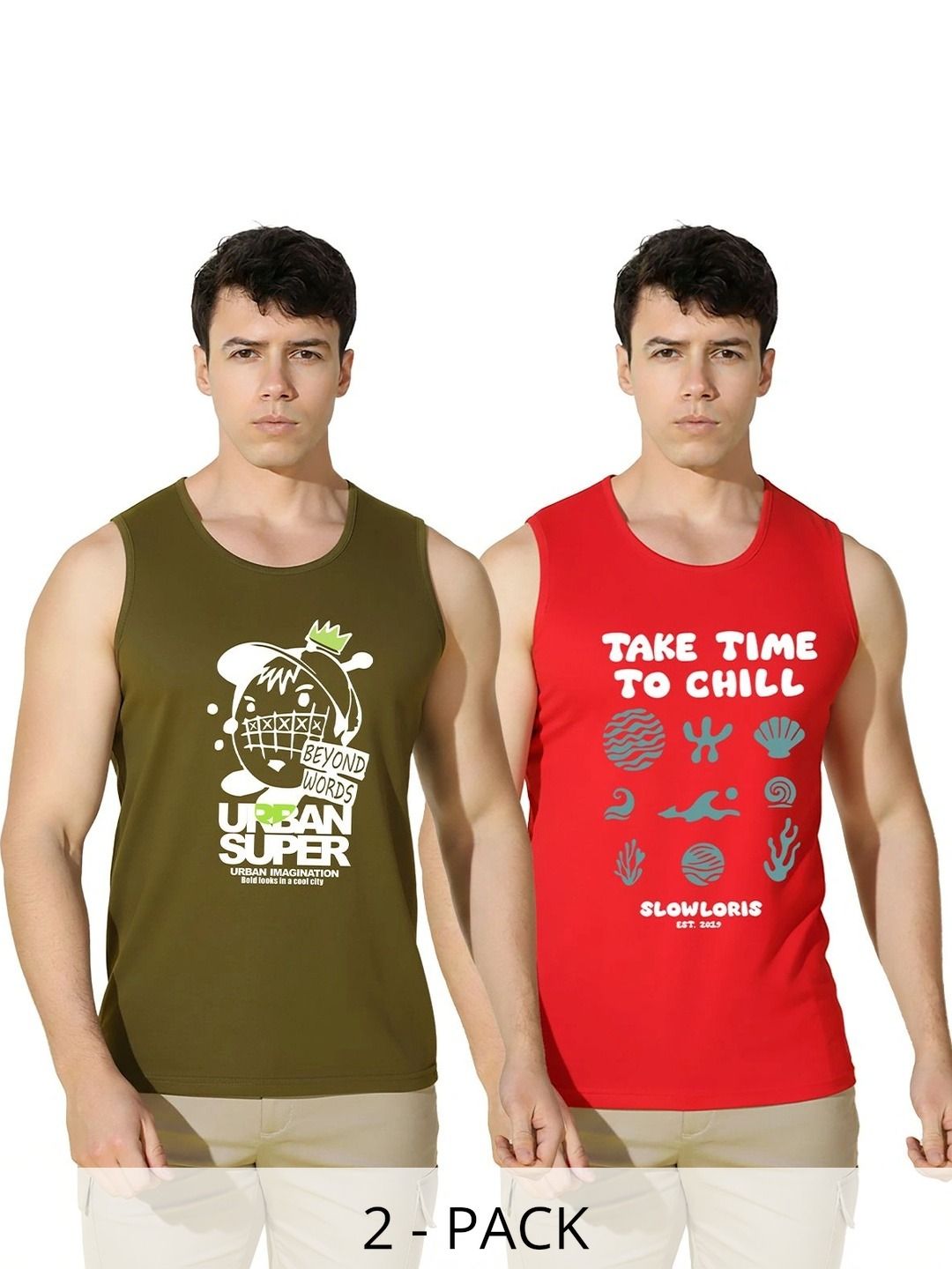 MINISTRY OF FRIENDS Pack of 2 Printed Cotton Gym Vest-picture-14