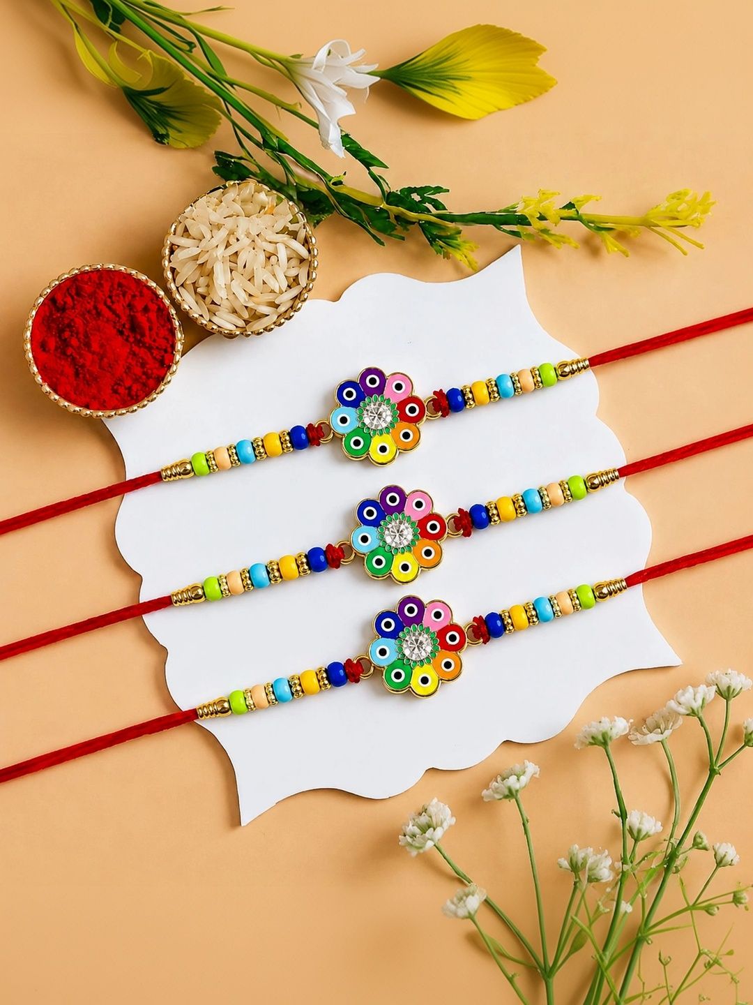 Myntra Elegant Homes Set Of 6 Rakhi Gift Set With Silver Coin & Roli Chawal-picture-48