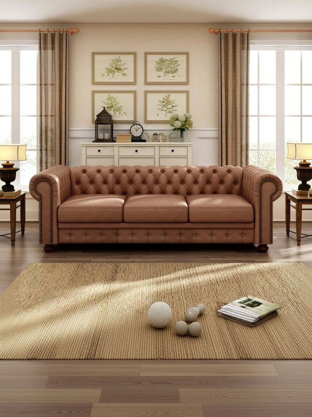 Soul craft Brown Wooden 3-Seater Sofa-picture-18