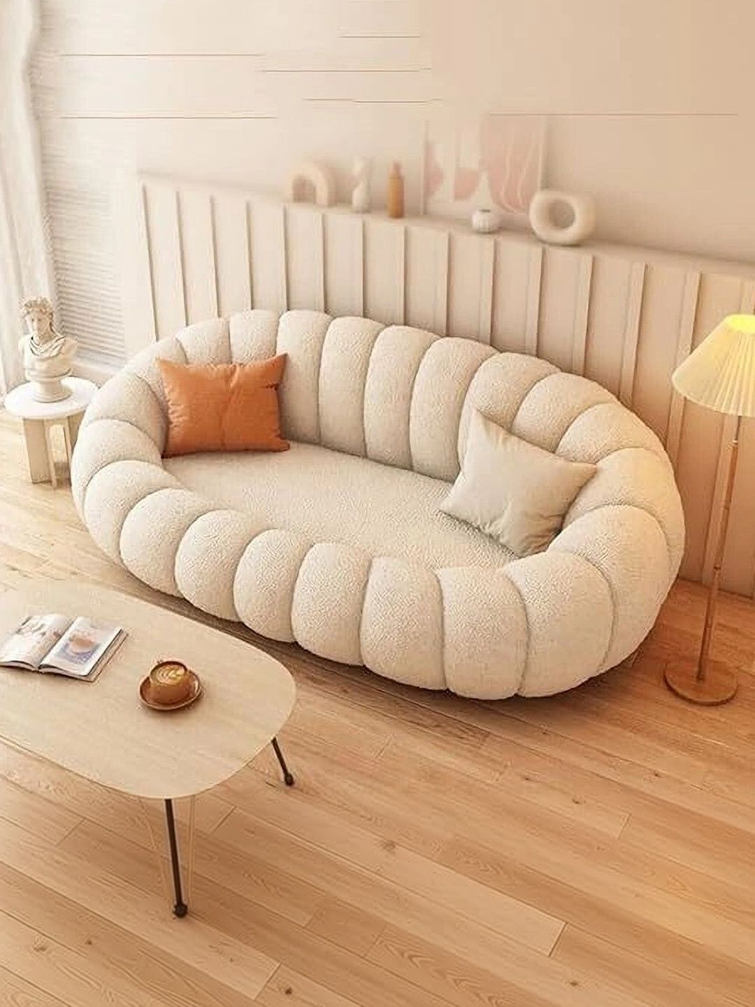 INDIAWOODMART Beige 3 Seater Sofa-picture-25
