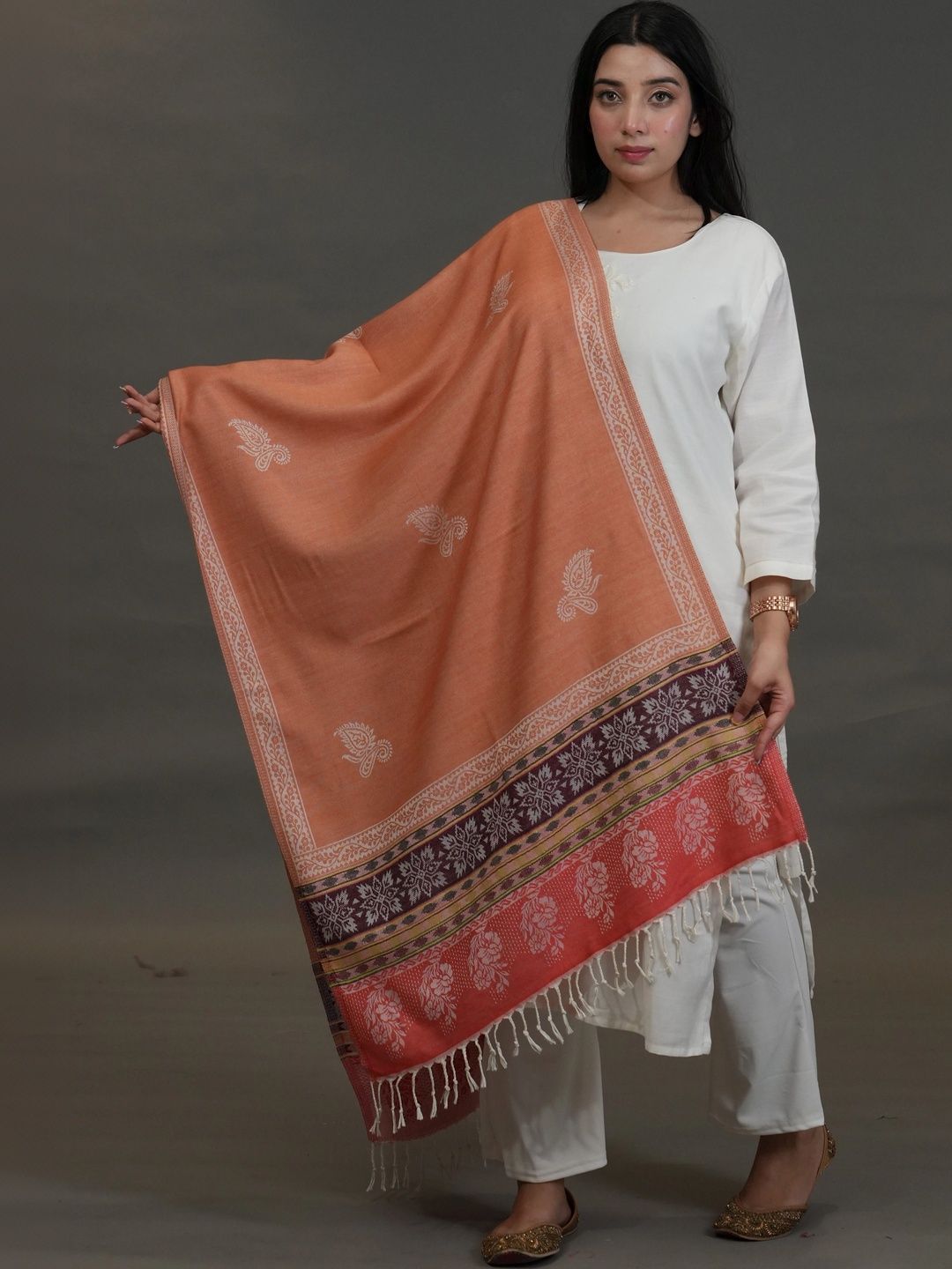 S.T. Women Ethnic Motifs Woven Design Acrylic Shawl-picture-15