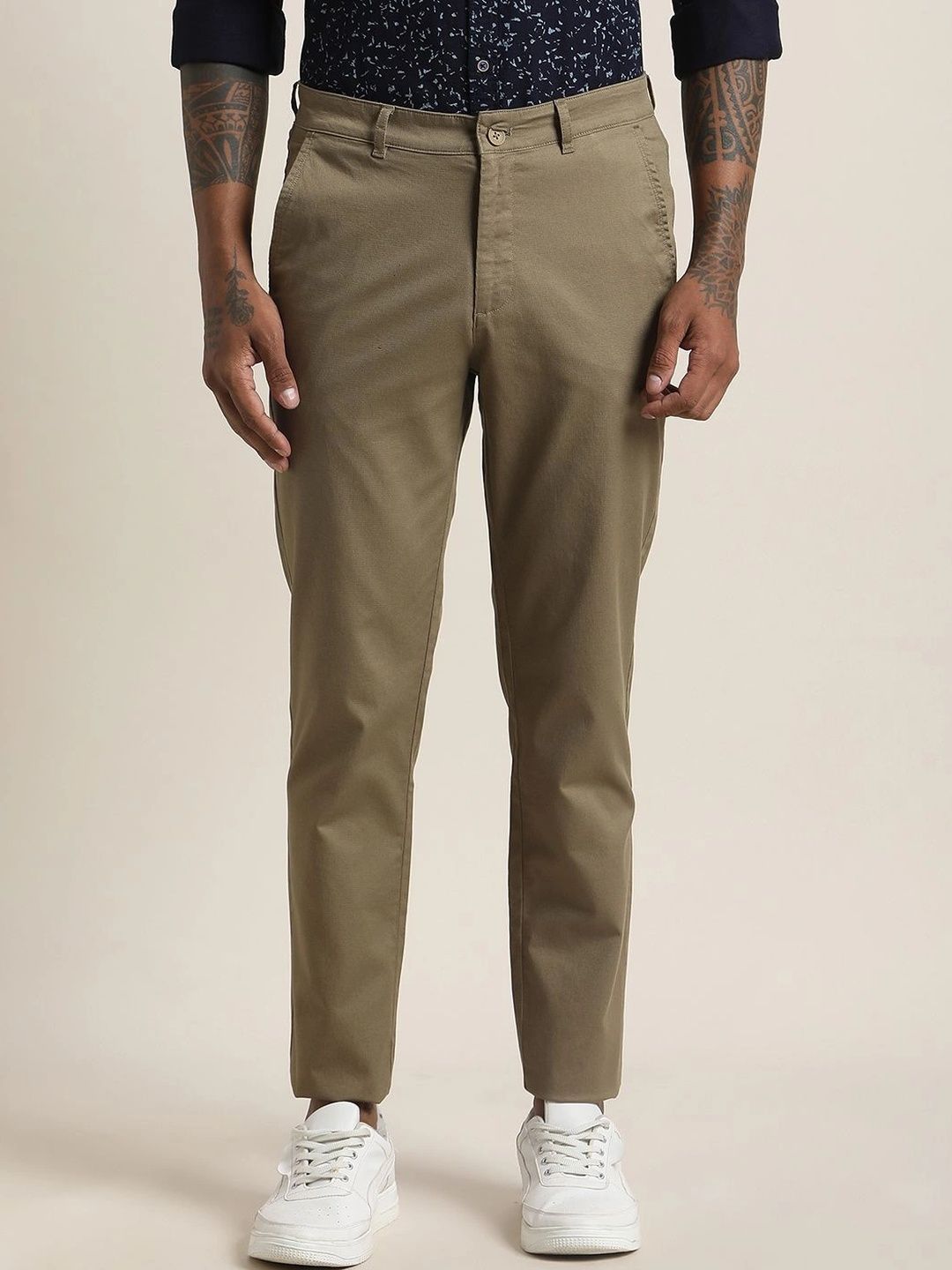 Turtle Men Relaxed Slim Fit Chinos Trousers-picture-33