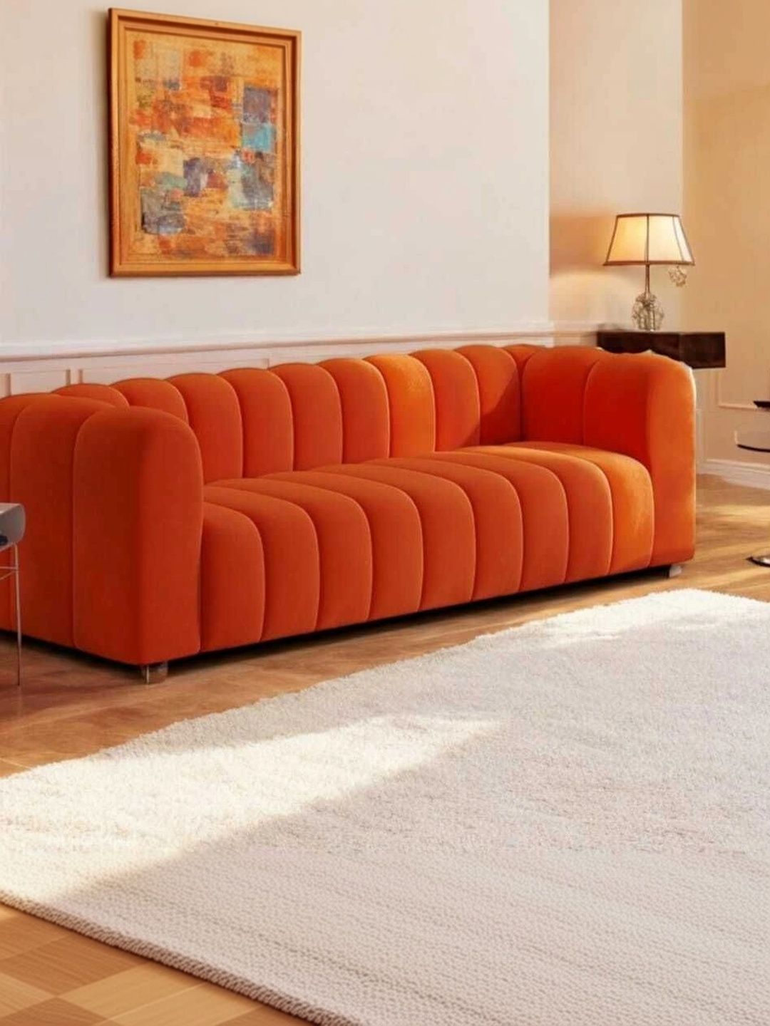 Soul craft Orange Wooden 3-Seater Sofa-image-33