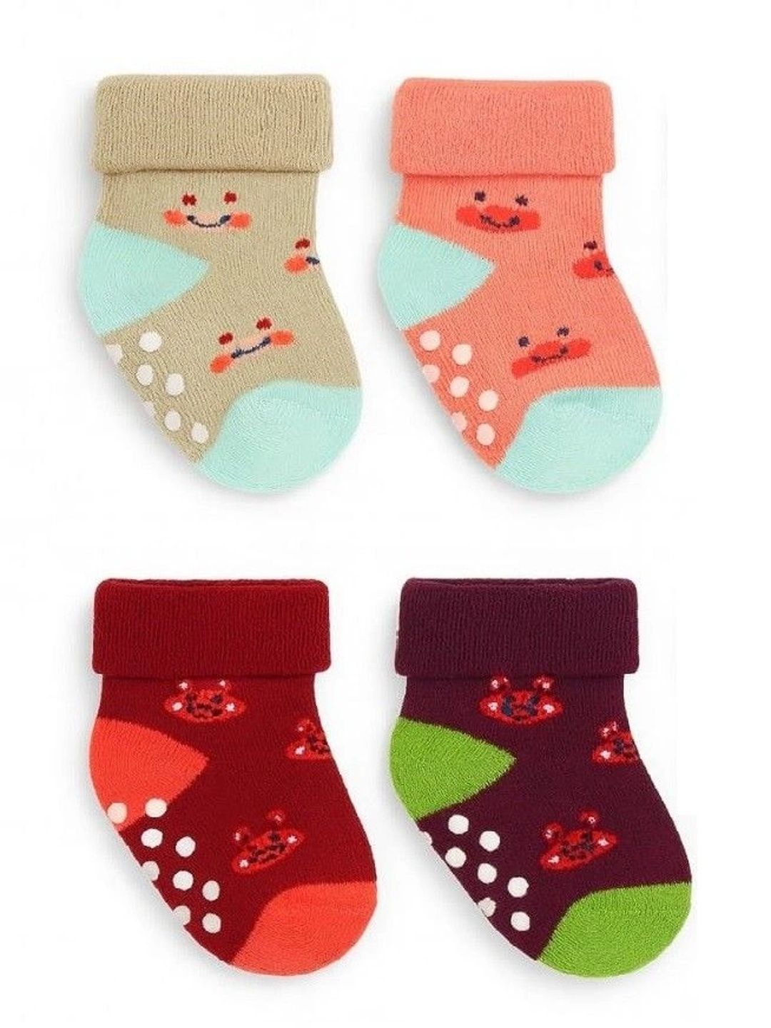 Oxzon Unisex Kids Pack of 4 Assorted Patterned Ankle Length Socks-picture-56