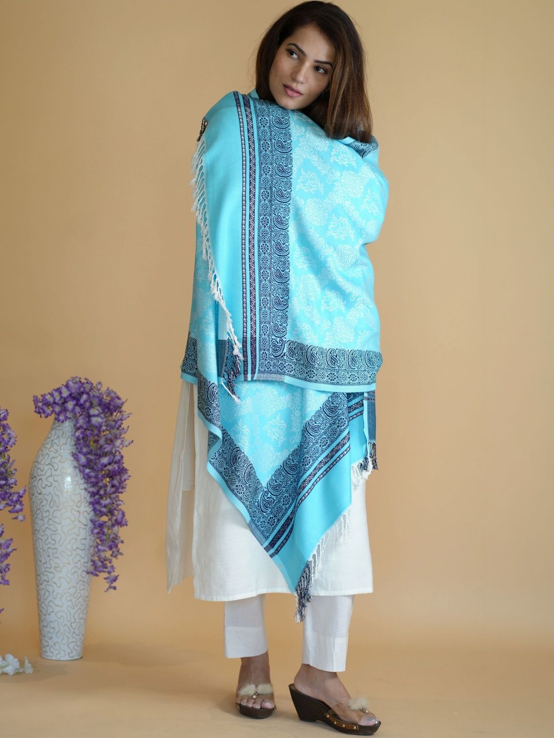 S.T. Women Paisley Woven Design Acrylic Shawl-picture-31