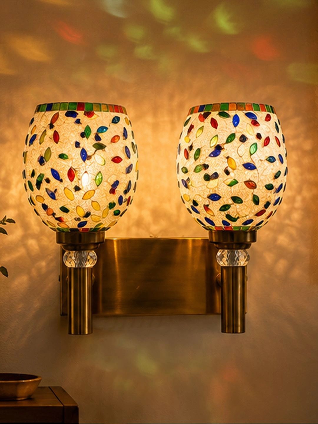 Myntra Elegant Homes Multicoloured Textured Metal Abstract Shaped Shaped Wall Lamp-image-48