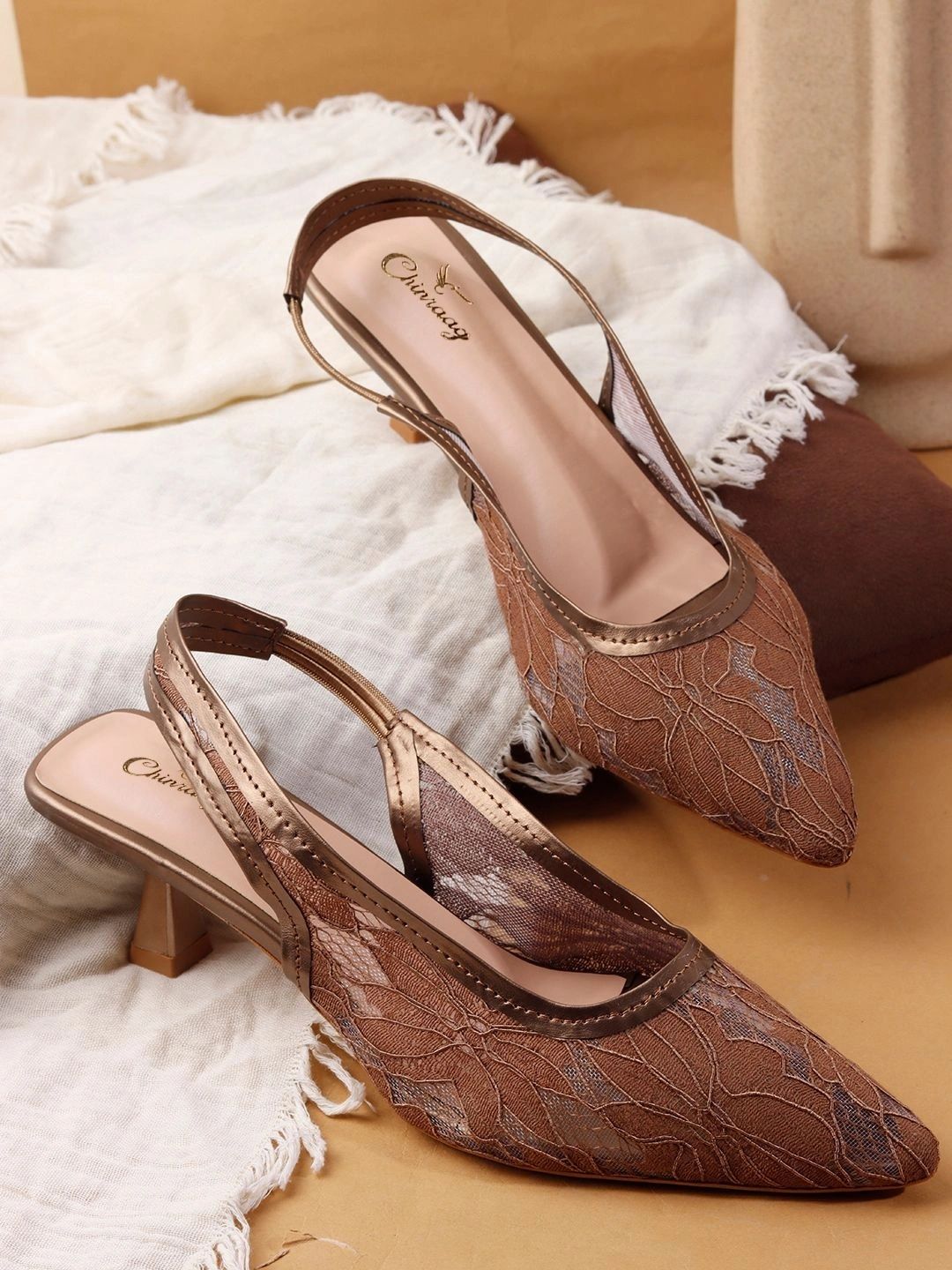 CHINRAAG Textured Slim Heeled Pumps-picture-27