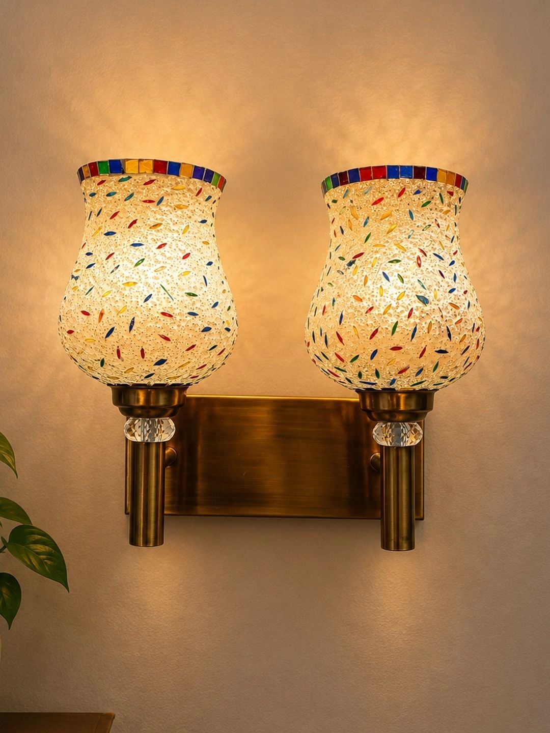 Myntra Elegant Homes Multicoloured Textured Metal Wall Lamp-image-43
