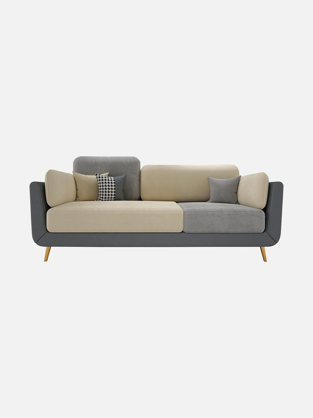 Soul craft Grey Wooden 3-Seater Sofa-image-29