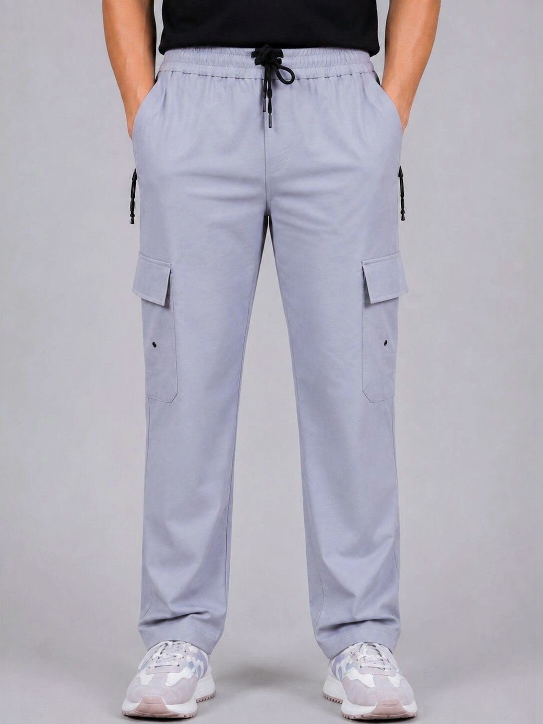 FIRST STITCH Men Relaxed Easy Wash Cargos Trousers-picture-25