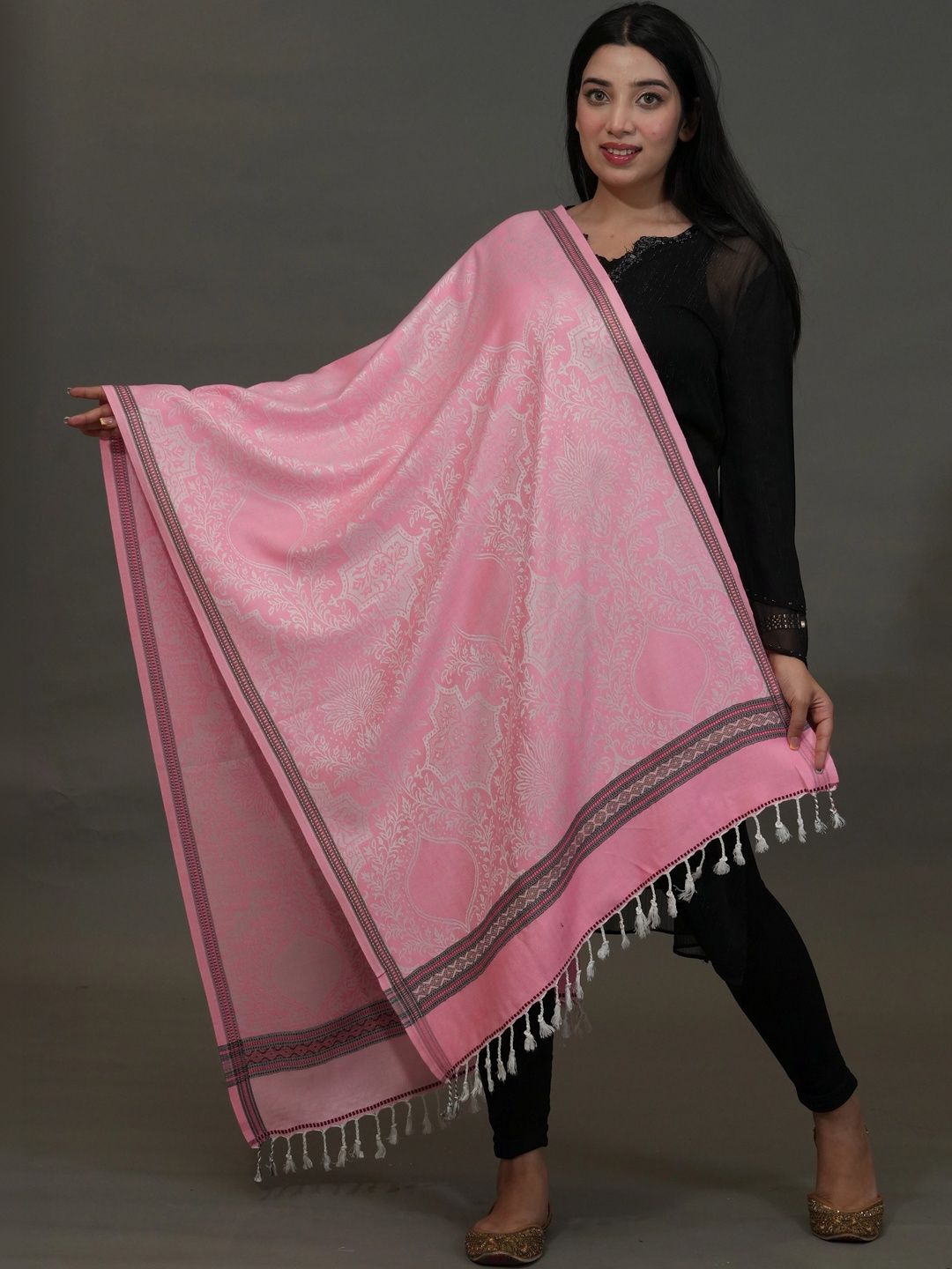 S.T. Women Ethnic Motifs Woven Design Acrylic Shawl-picture-51