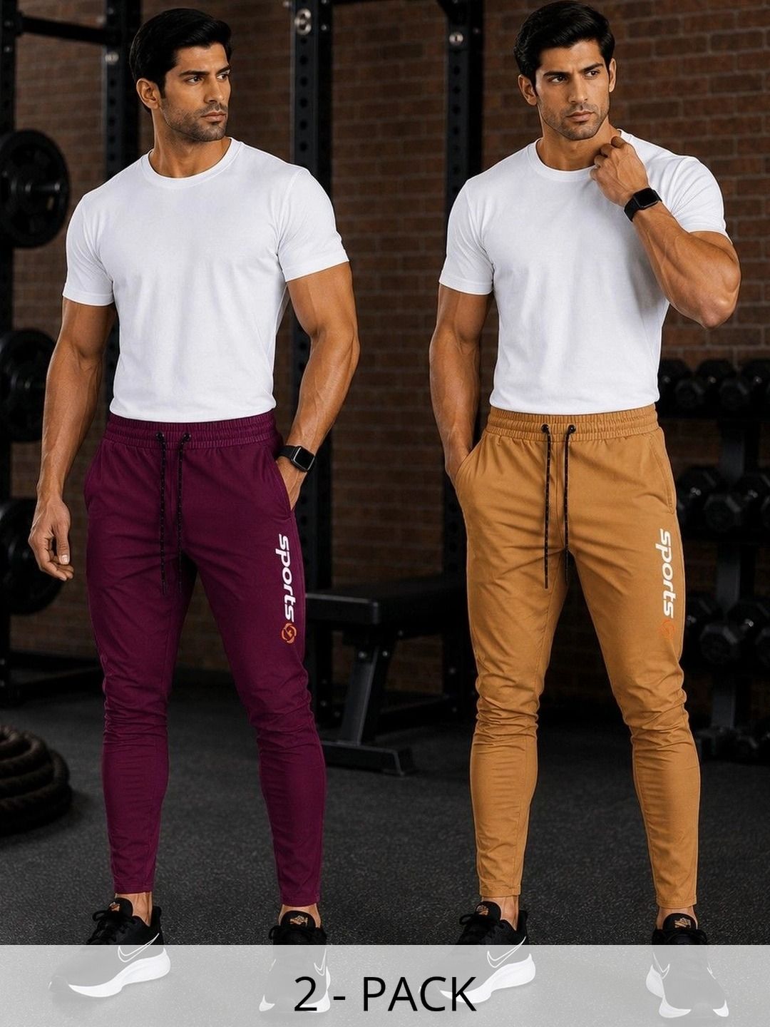 AVOLT Men Pack of 2 Regular Fit Brand Logo Training Joggers-picture-39