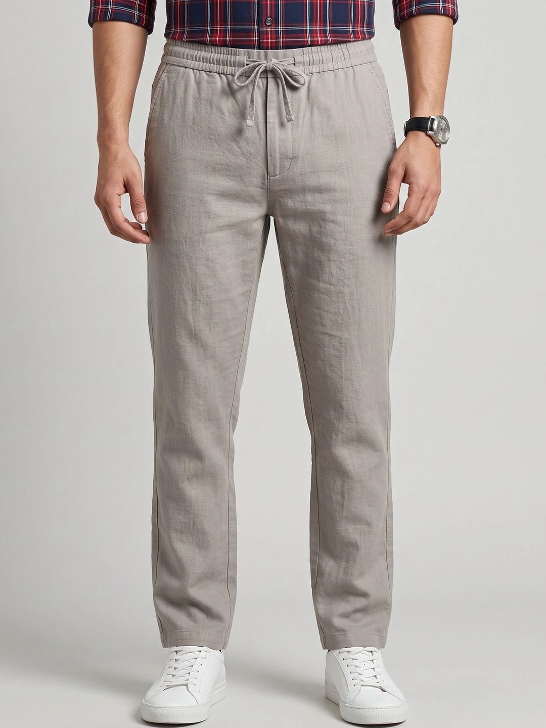 U.S. PITCHERS Men Smart Slim Fit Chinos Trousers-picture-25