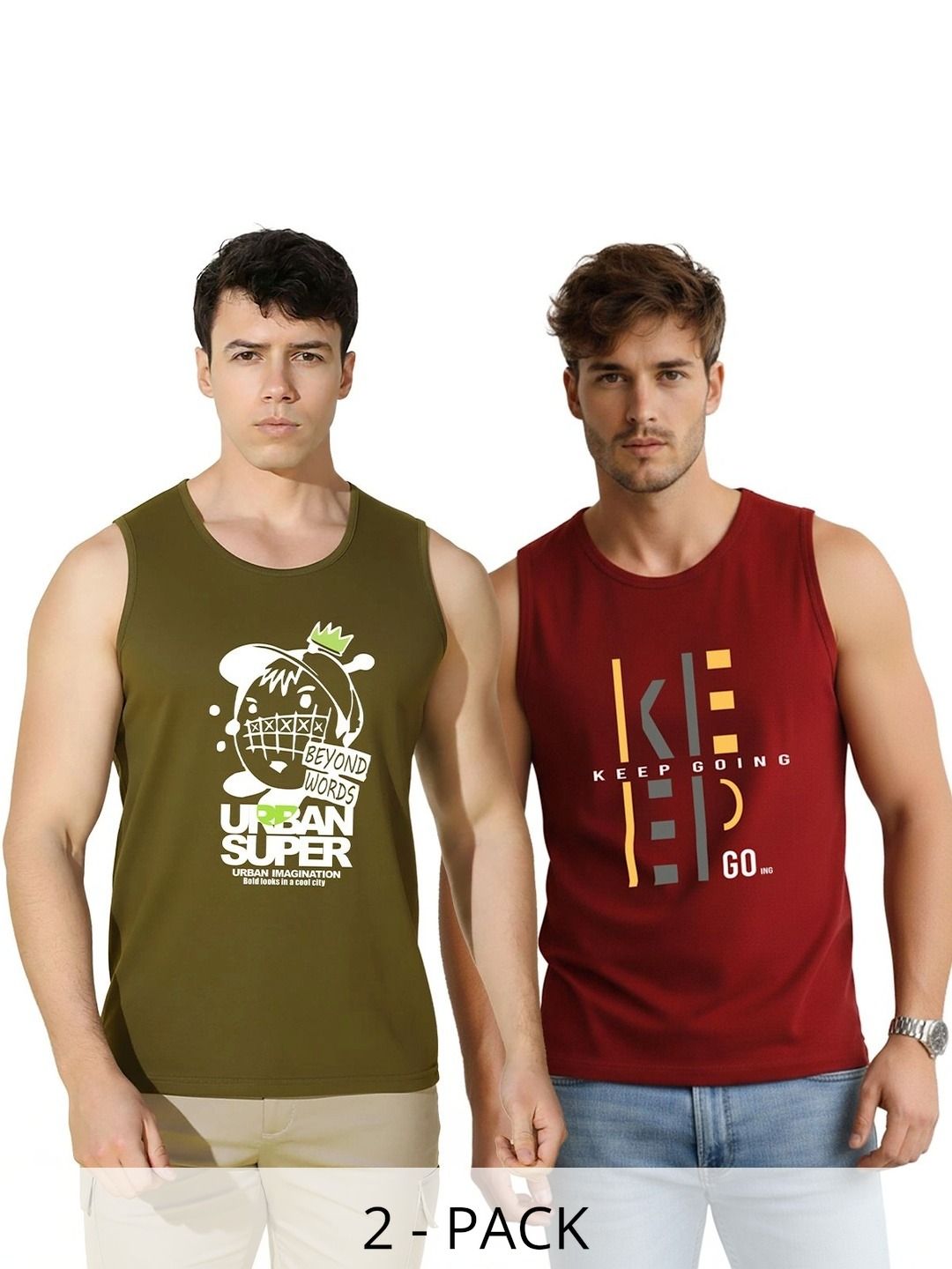 MINISTRY OF FRIENDS Pack of 2 Printed Cotton Tank-picture-27