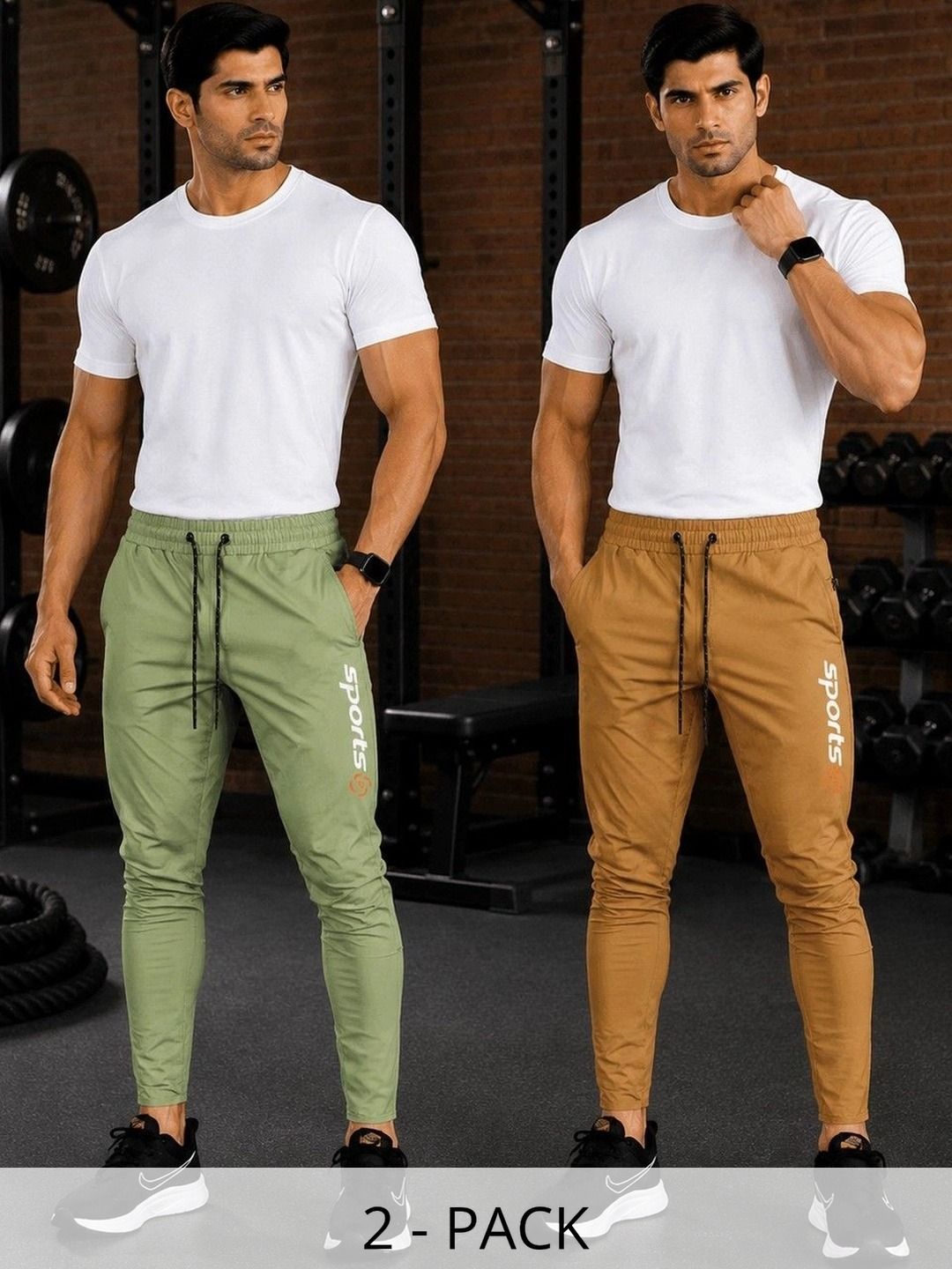 AVOLT Men Pack of 2 Regular Fit Brand Logo Training Joggers-image-47