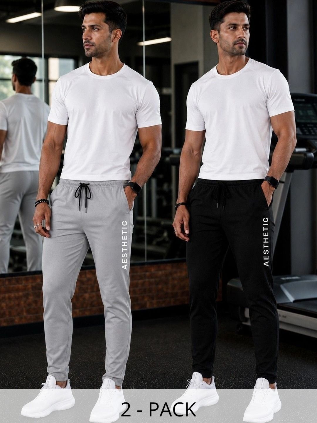 AVOLT Men Pack of 2 Regular Fit Typography Training Joggers-picture-40