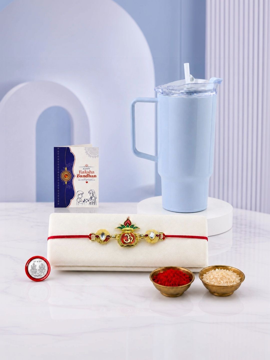 Myntra Elegant Homes Set of 6 Rakhi Gift Set With Silver Coin, Greeting Card & Roli Chawal-picture-47