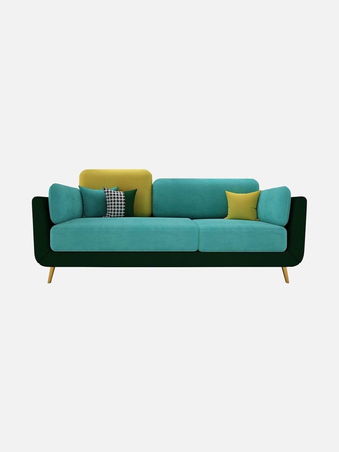 INDIAWOODMART Green 3 Seater Sofa-image-9