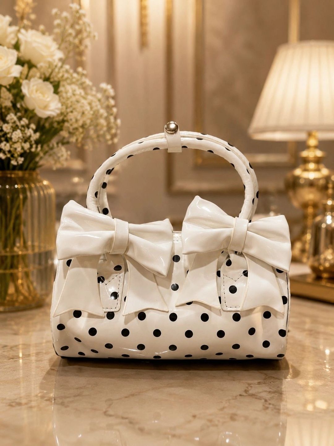 Varshele Luxe Geometric Printed PU Handheld Bag with Bow Detail-picture-43