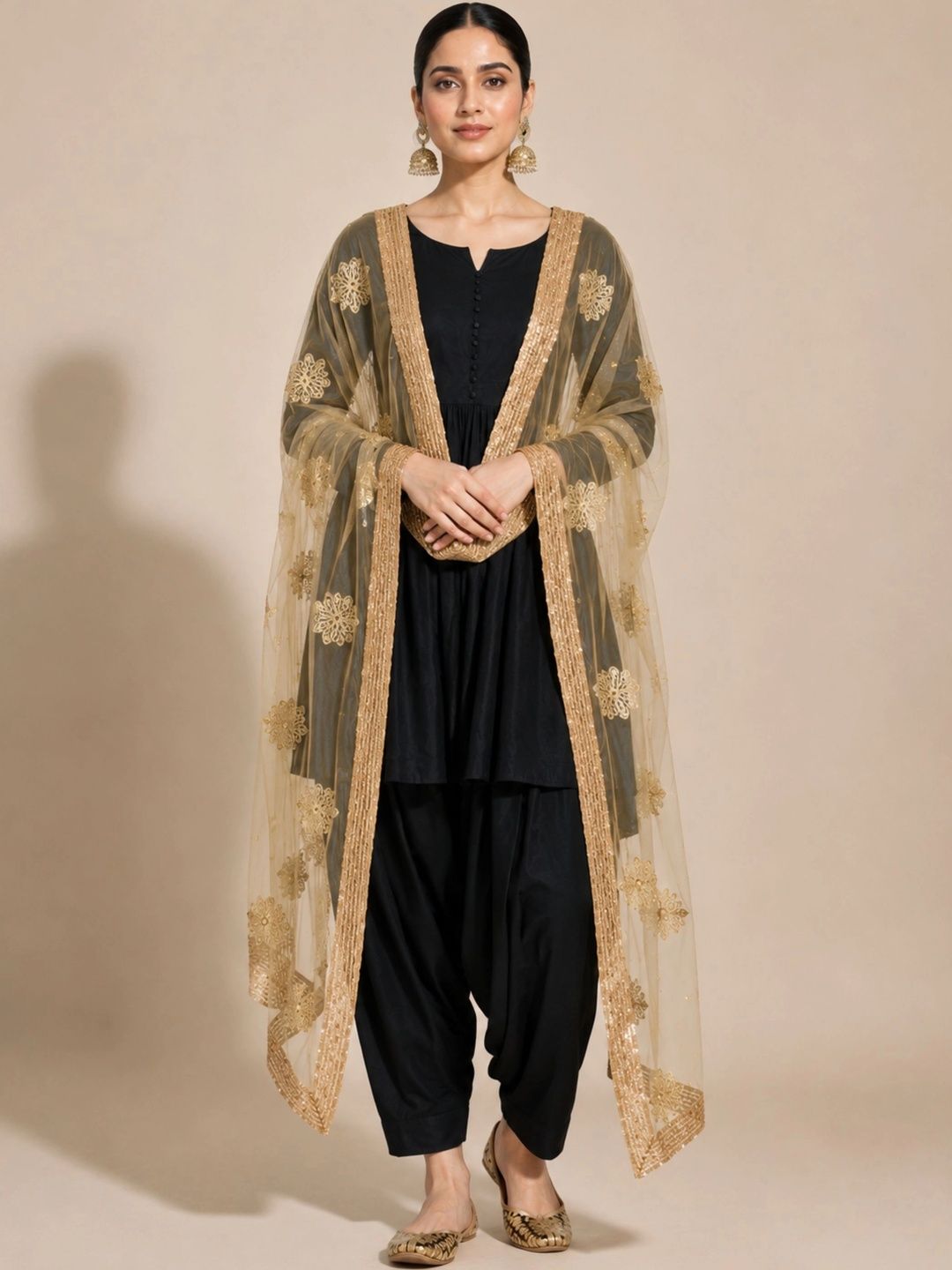 HAUTEMODA Embroidered Dupatta with Sequinned-picture-26