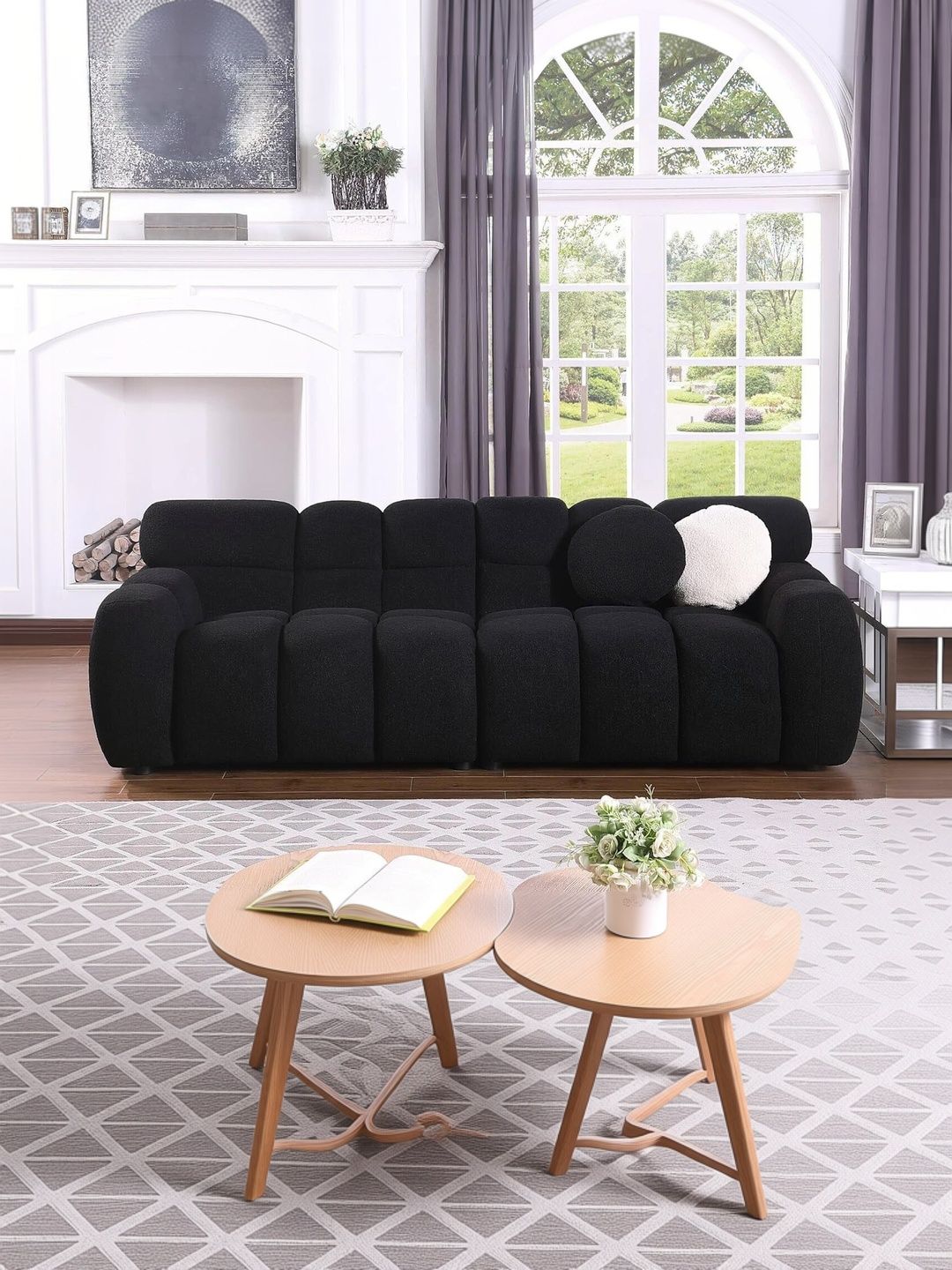 INDIAWOODMART Black 3 Seater Sofa-picture-41