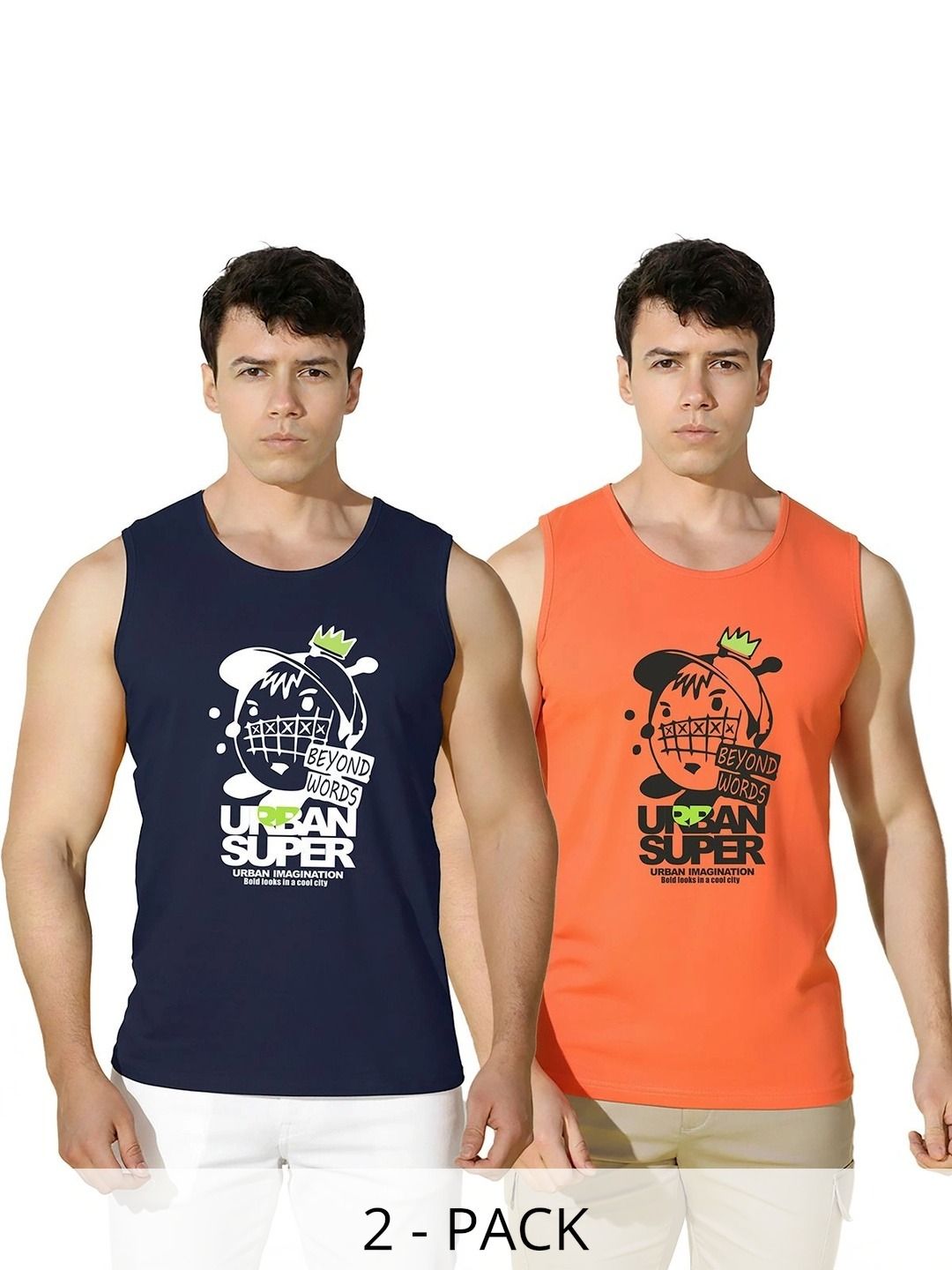 MINISTRY OF FRIENDS Pack of 2 Printed Cotton Tank-picture-45