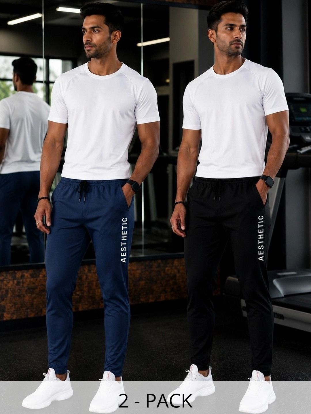 AVOLT Men Pack of 2 Regular Fit Typography Training Track Pants-picture-31