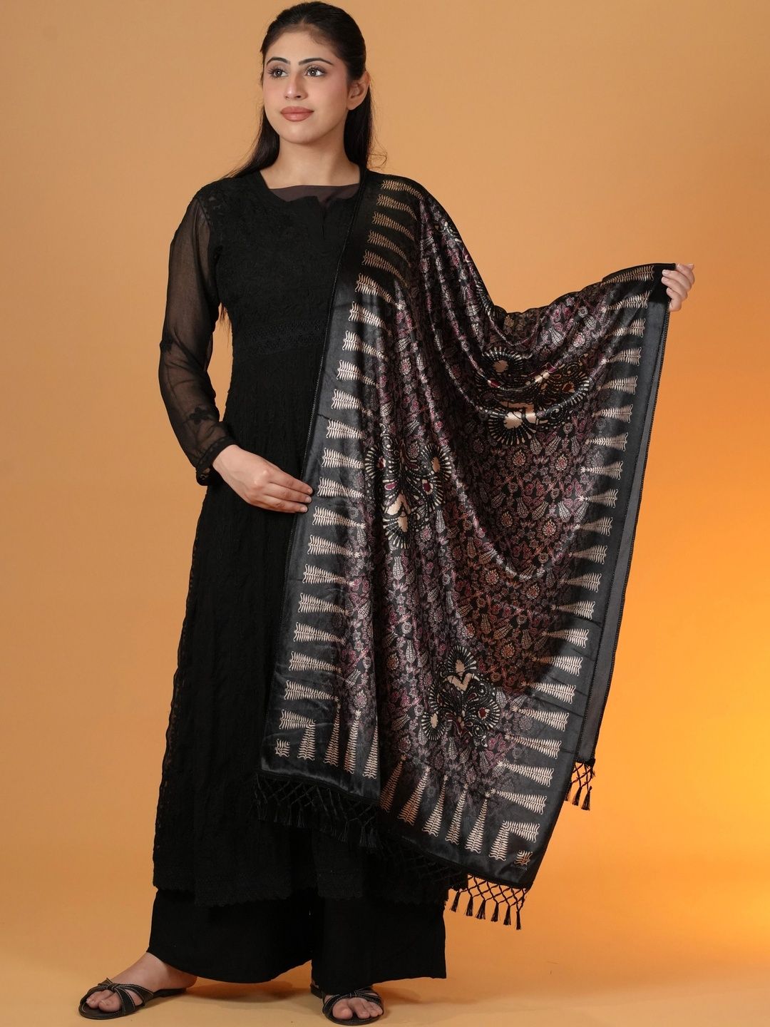 S.T. Women Ethnic Motifs Printed Acrylic Shawl-picture-44