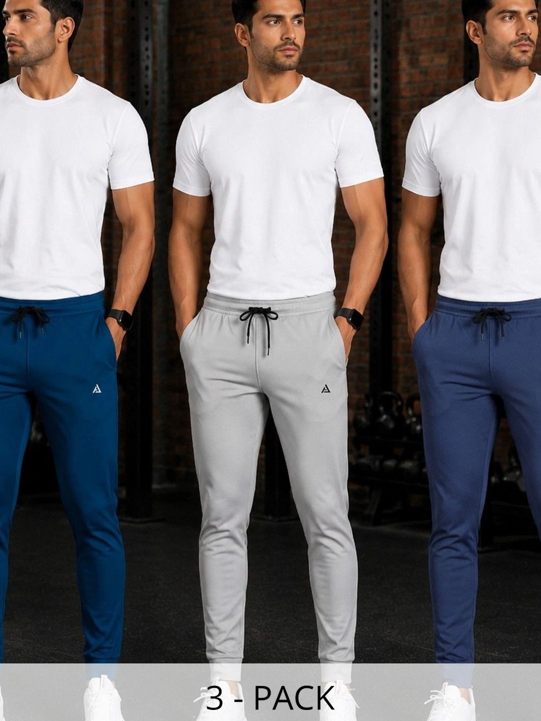 AVOLT Men Pack of 3 Regular Fit Brand Logo Training Joggers-picture-25