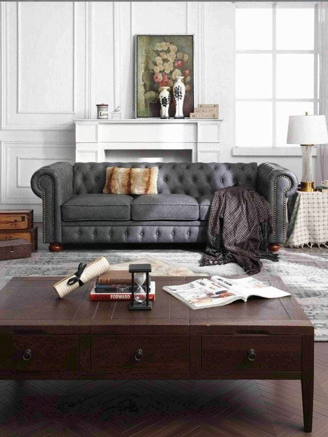 INDIAWOODMART Grey 3 Seater Sofa-picture-14