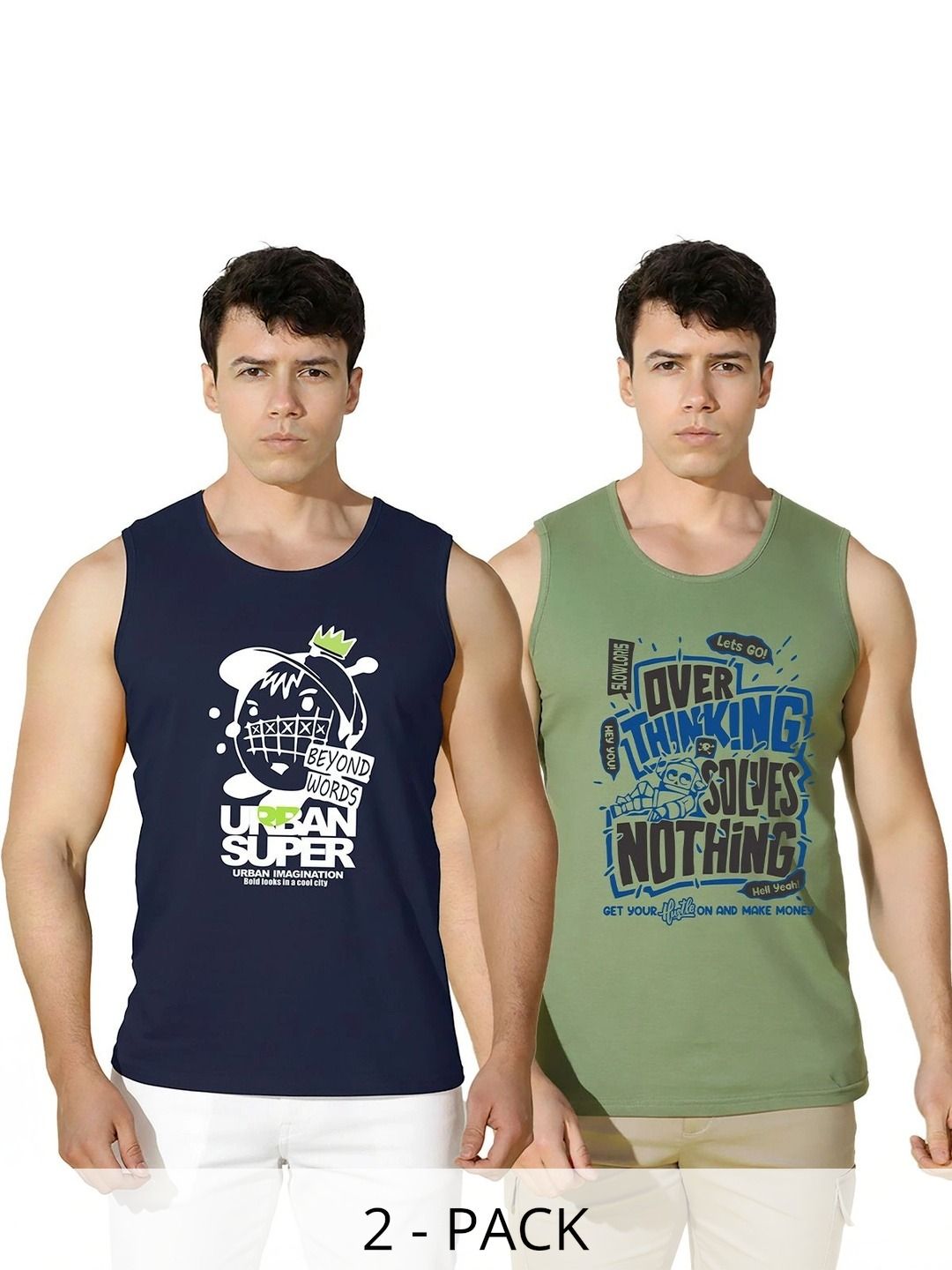 MINISTRY OF FRIENDS Pack of 2 Printed Cotton Gym Vest-picture-27