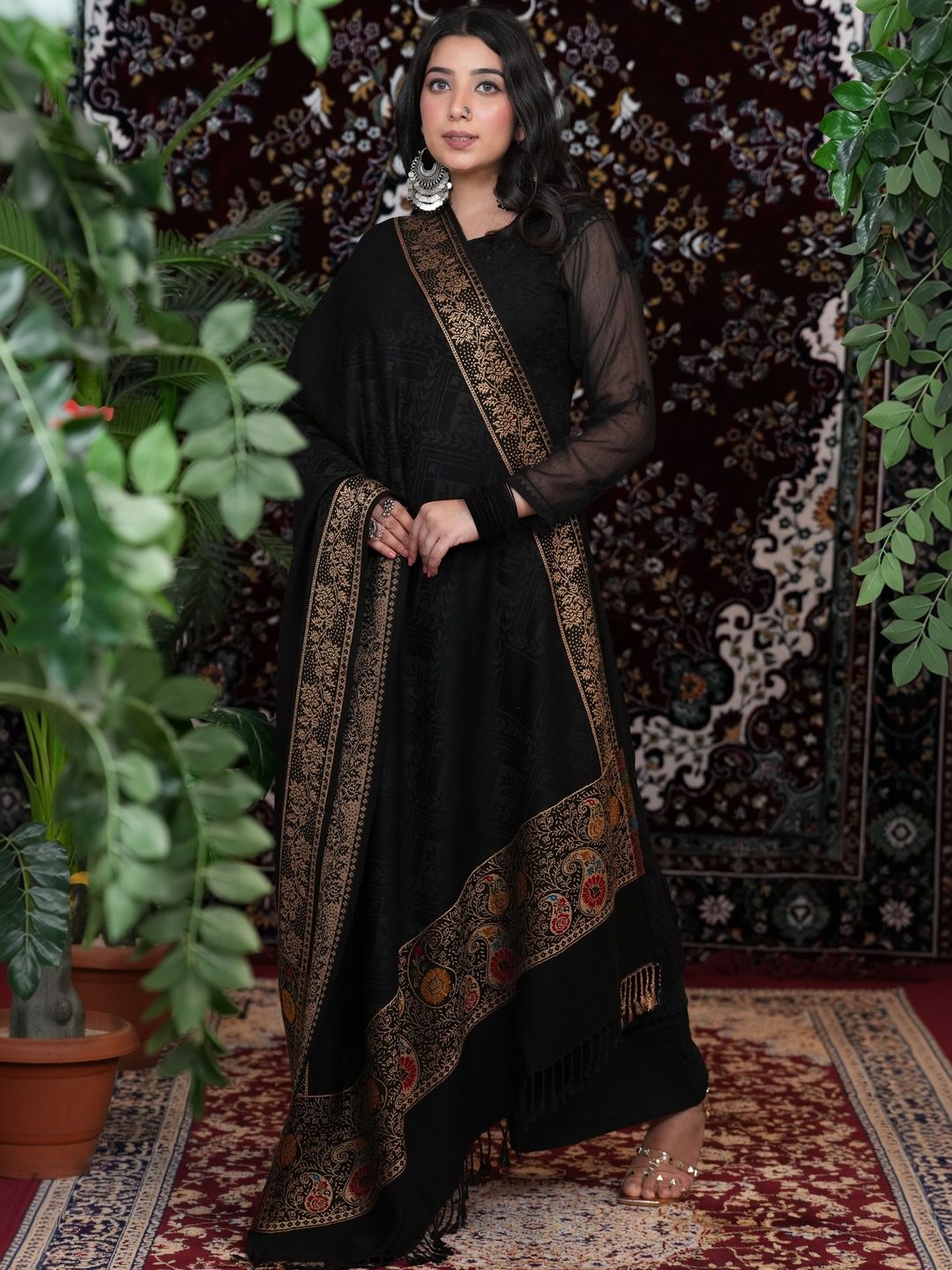 S.T. Women Paisley Woven Design Acrylic Shawl-picture-32