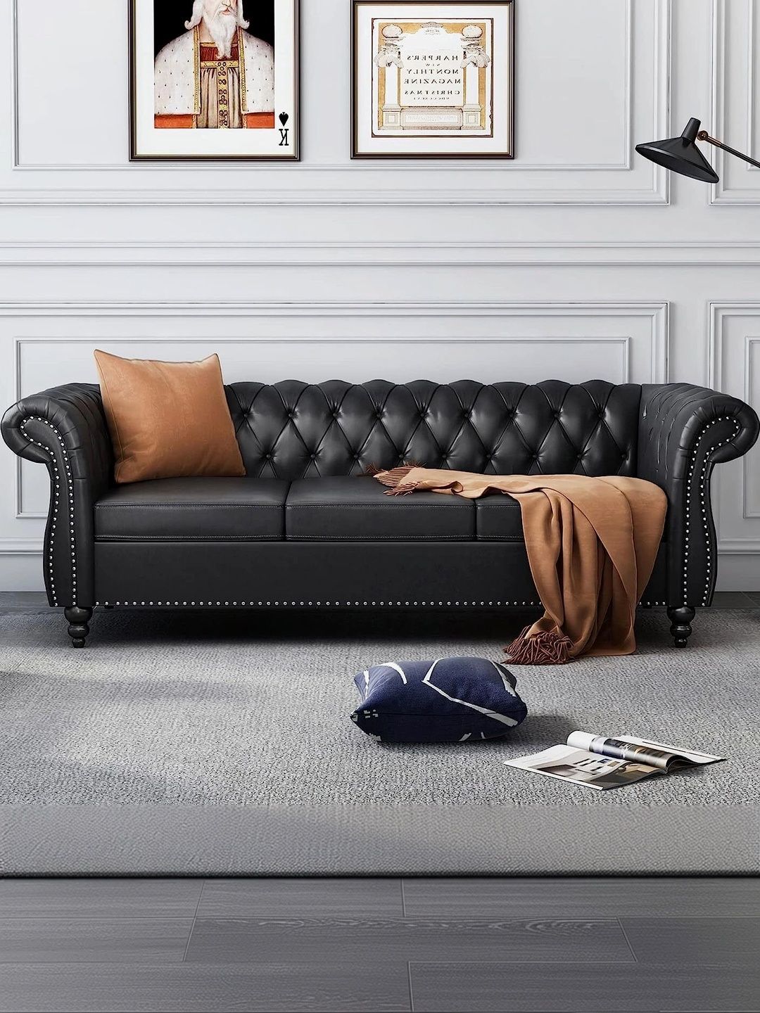 INDIAWOODMART Black 4 Seater Sofa-picture-17
