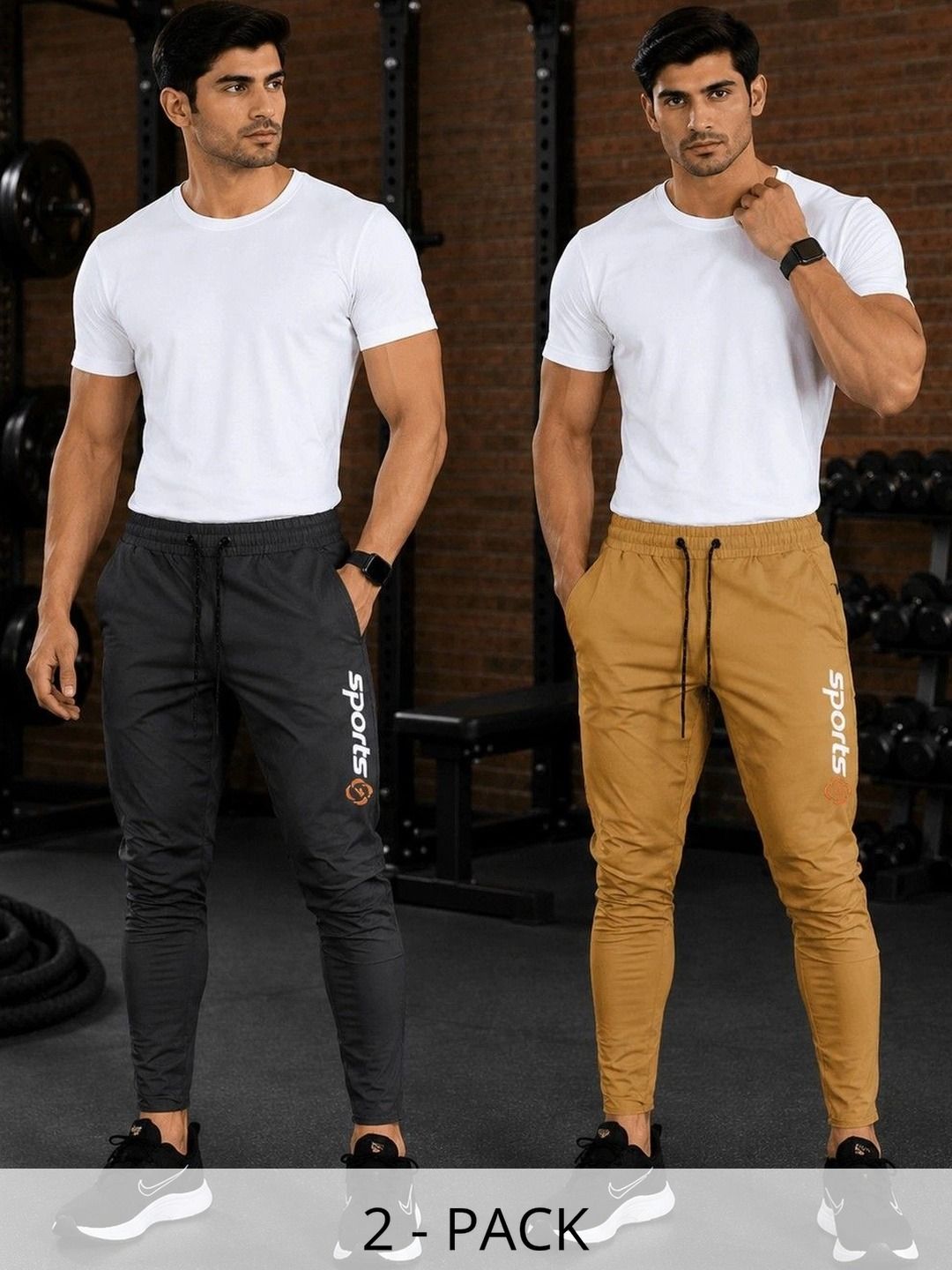 AVOLT Men Pack of 2 Regular Fit Brand Logo Training Joggers-picture-8