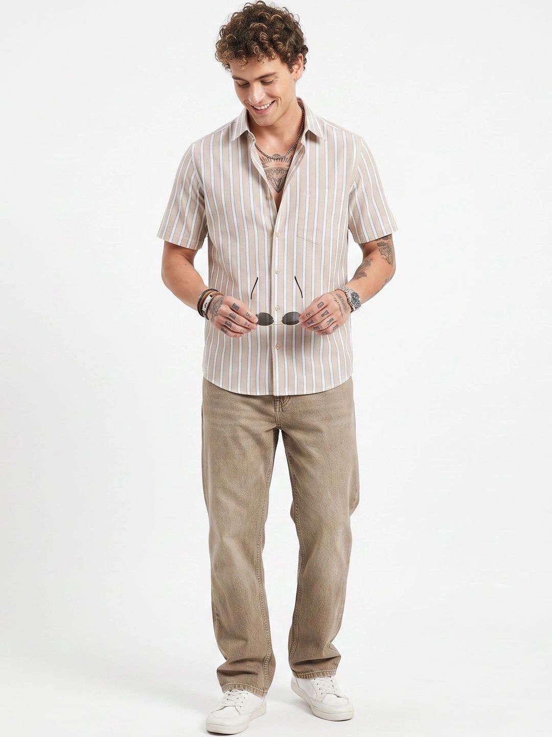 Charagh Din Men Premium Tailored Fit Striped Casual Shirt-picture-17