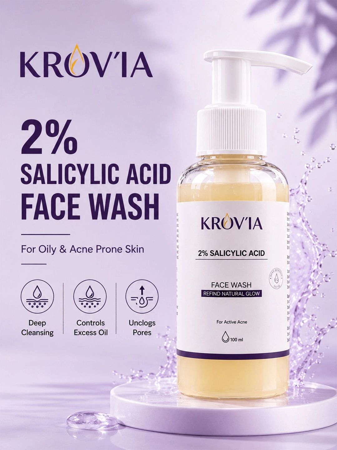 KROV'IA 2% Salicylic Acid Facewash For Active Acne - 100 ml-picture-49