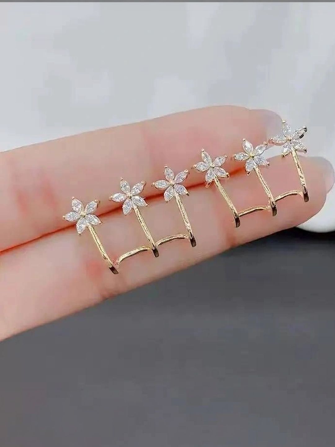 Celestria Floral Ear Cuff Earrings-picture-20