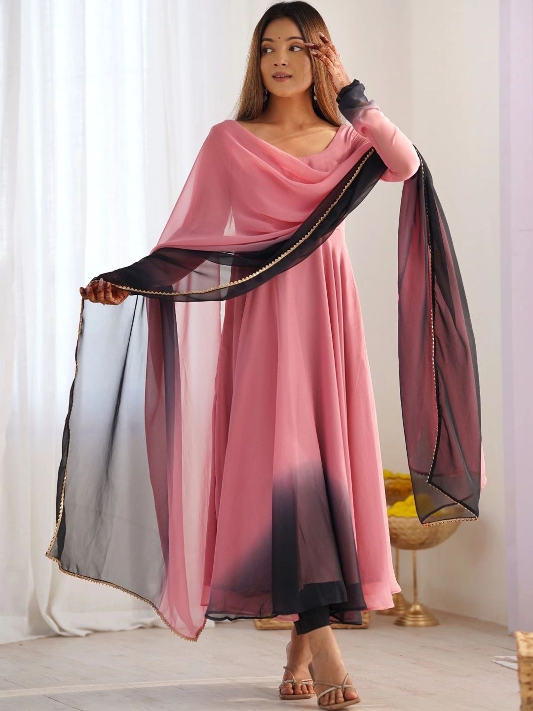 Chandbaali Women Ombre Dyed Regular Kurta with Trousers & With Dupatta-picture-23