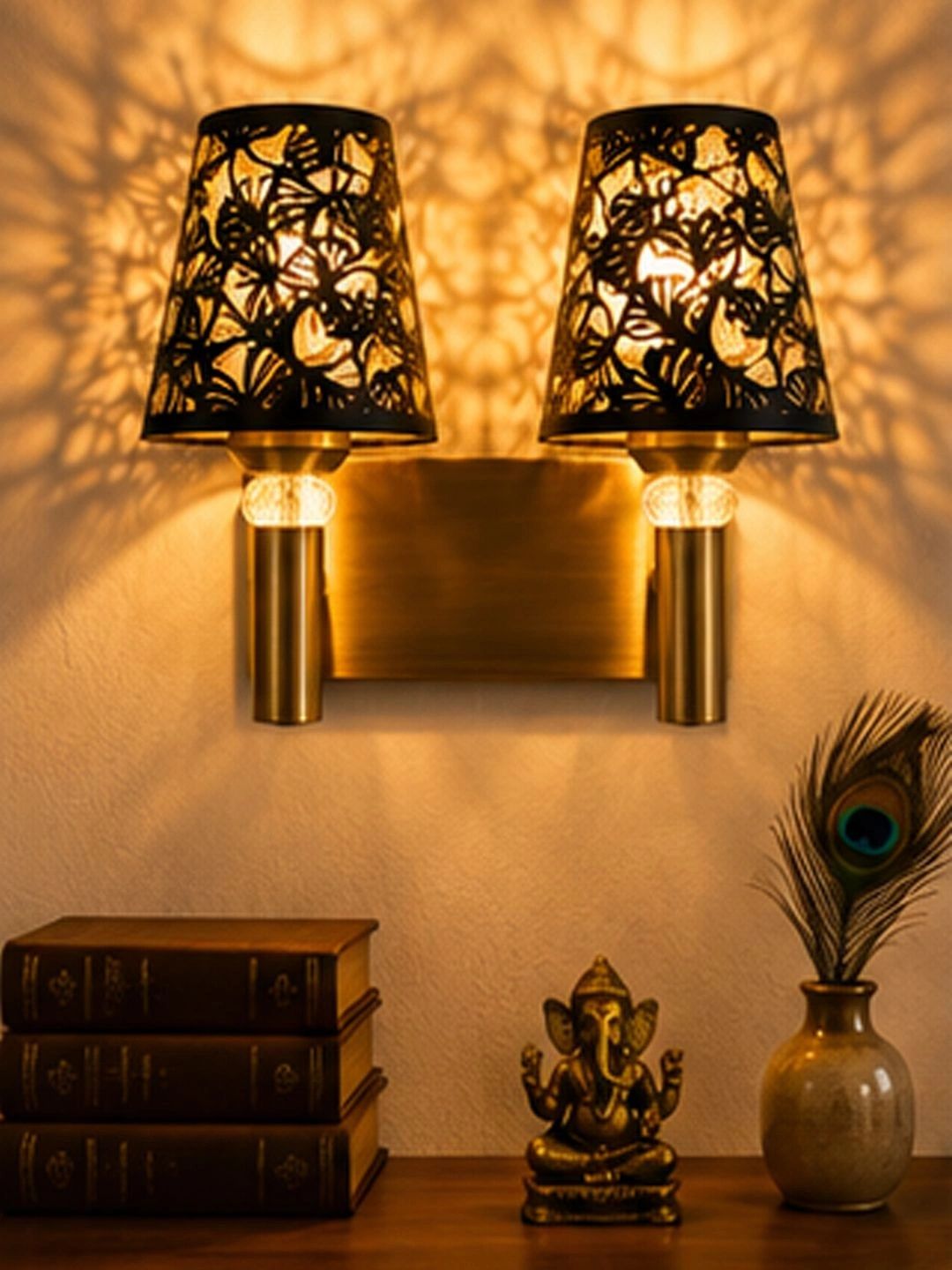 Myntra Elegant Homes Black Metal Frustum Shaped Wall Lamp-picture-34