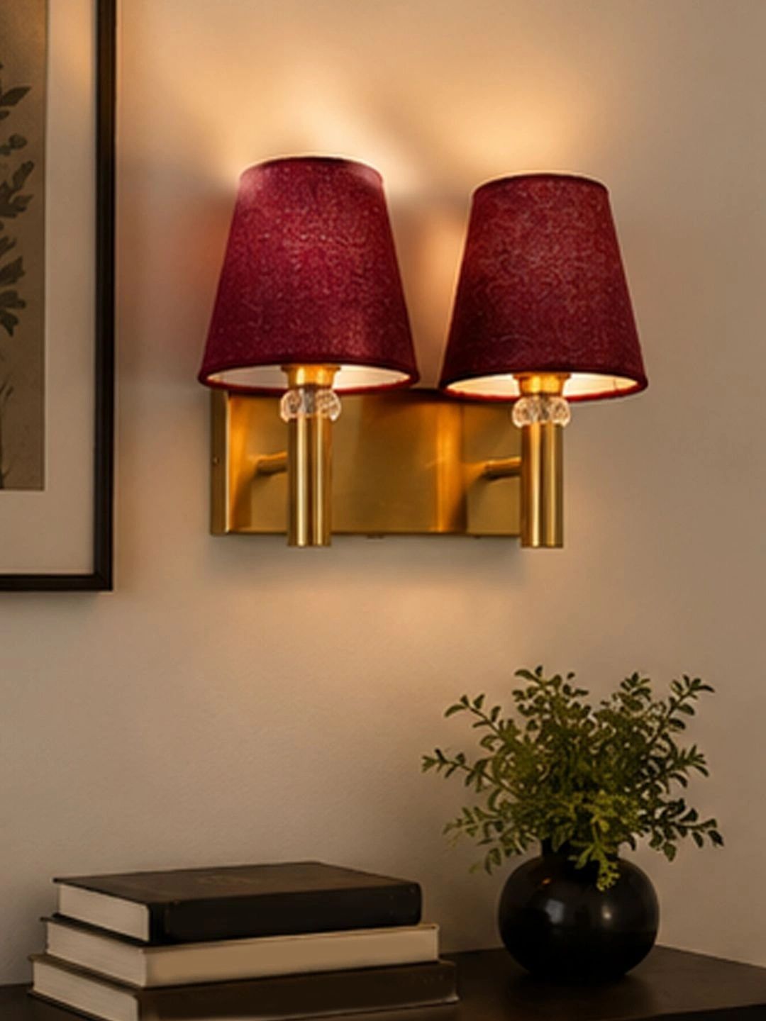 Myntra Elegant Homes Maroon Textured Metal Contemporary Frustum Shaped Wall Lamp-picture-33