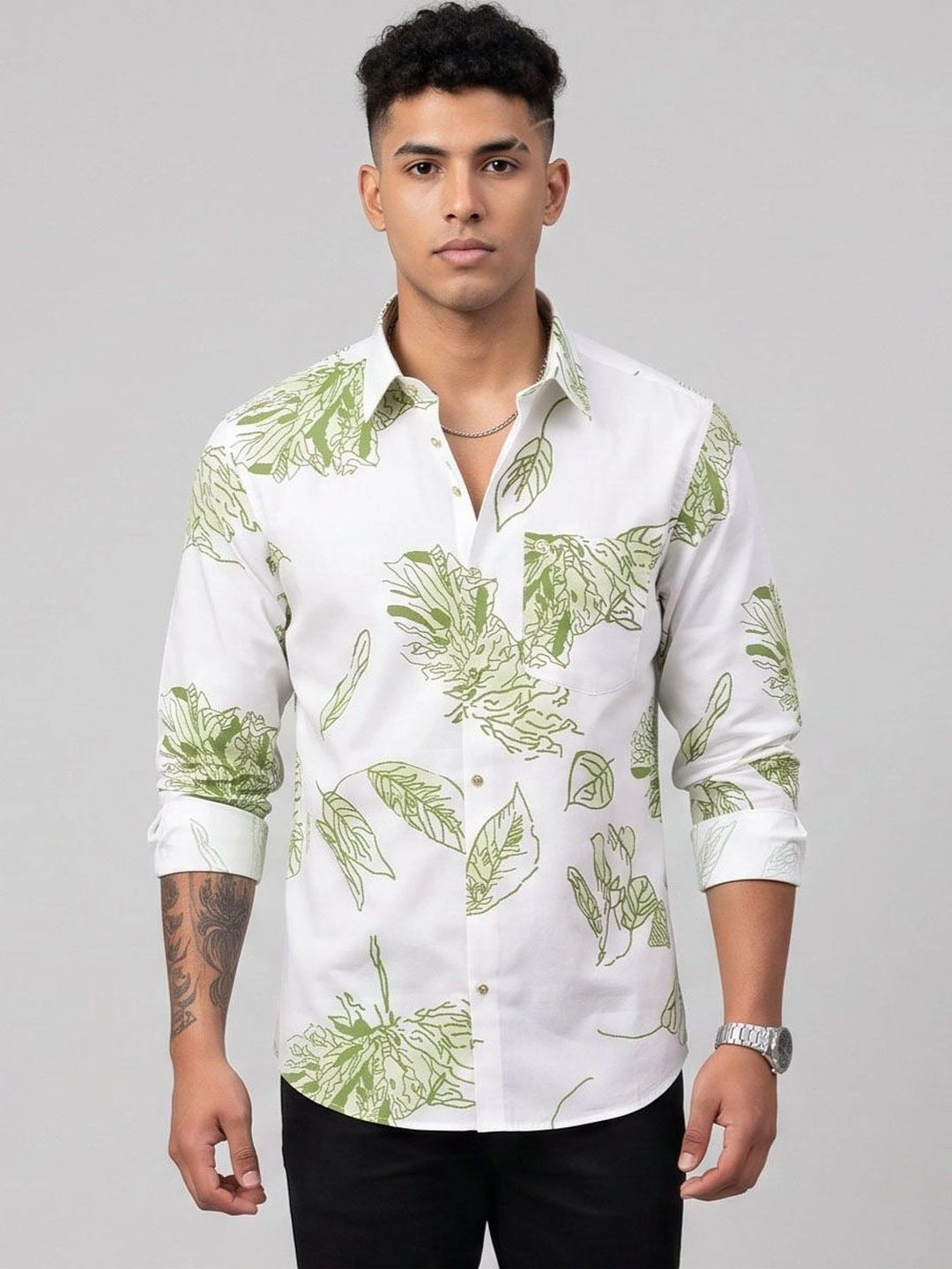 Charagh Din Men Premium Tailored Fit Floral Printed Casual Shirt-picture-25