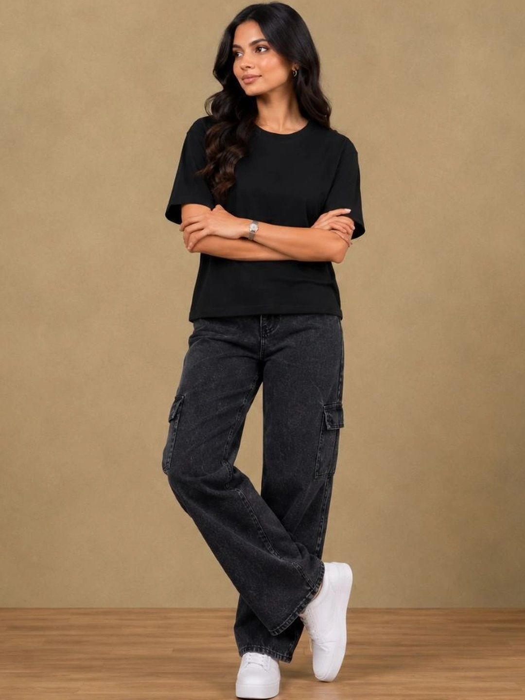 Metronaut Women Classic Straight Fit Cargos Trousers-picture-30
