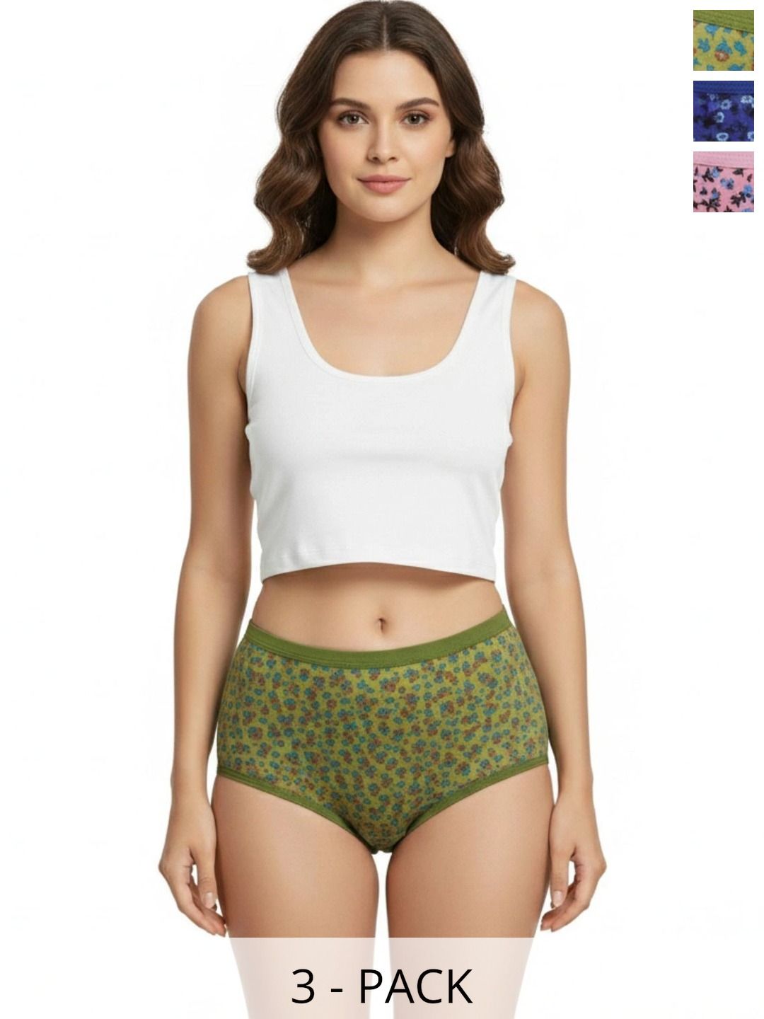 LADYWRAP Women Pack of 3 Printed Seamless Assorted Basic Briefs-image-34