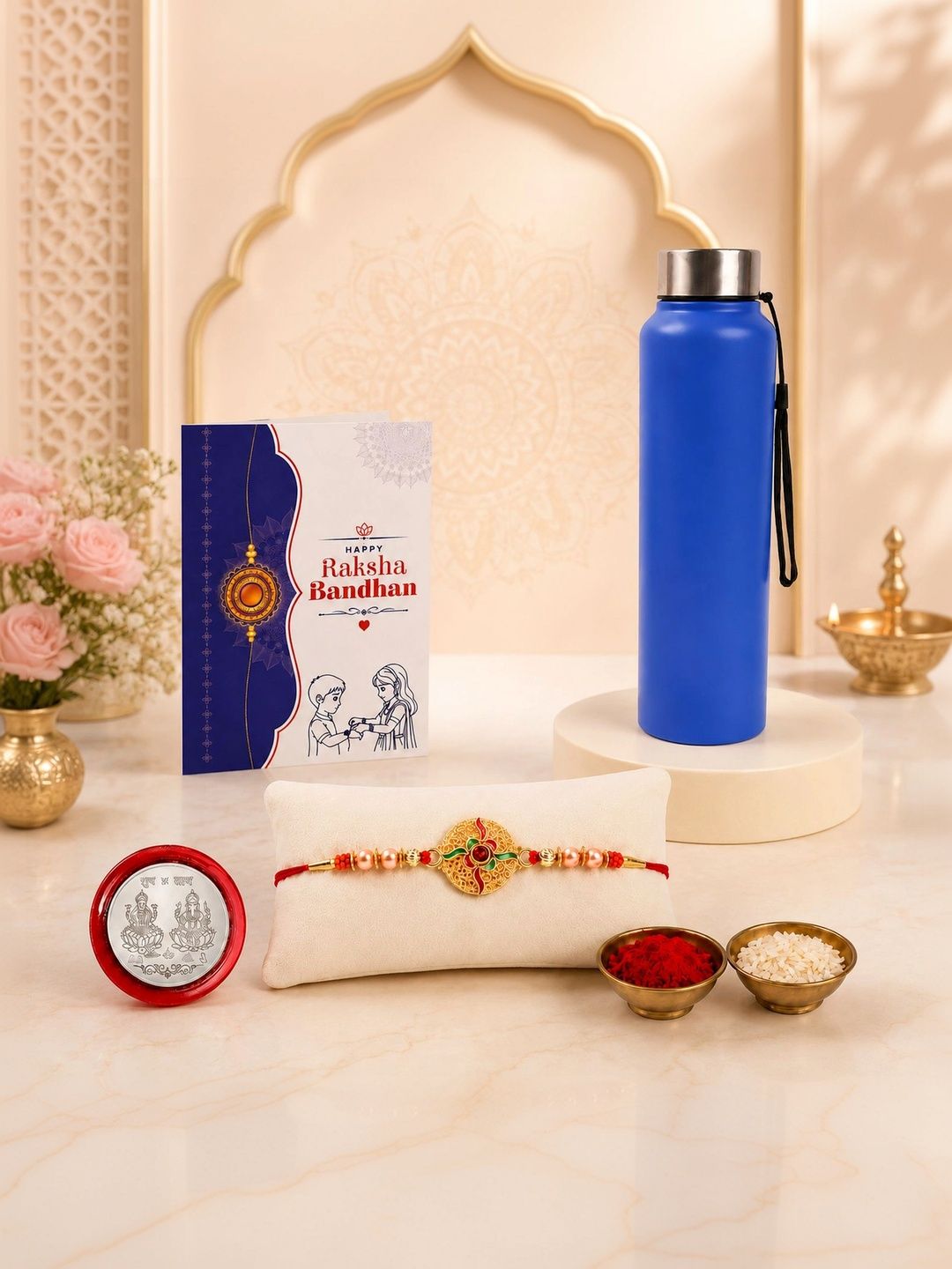 Myntra Elegant Homes Set of 6 Rakhi Gift Set With Silver Coin, Greeting Card & Roli Chawal-picture-35