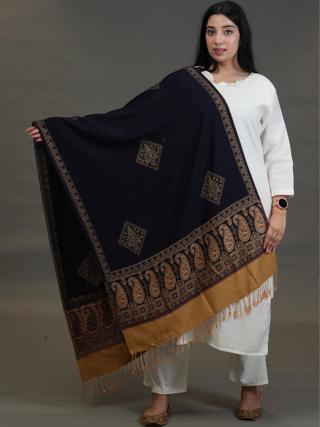 S.T. Women Paisley Woven Design Acrylic Shawl-picture-47